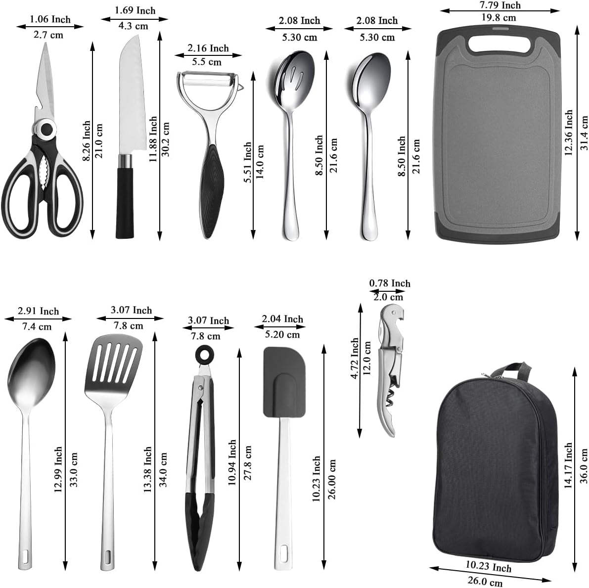 Portable Camping Kitchen Utensil Set: Essential Cooking Tools for Travel, Picnics, RVs, Camping, BBQs, and Gatherings