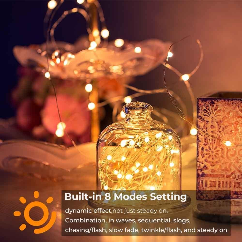 33Ft 100LED Warm White Indoor USB-Powered Fairy Lights for Bedroom Decor, Ideal for Weddings and Holiday Celebrations
