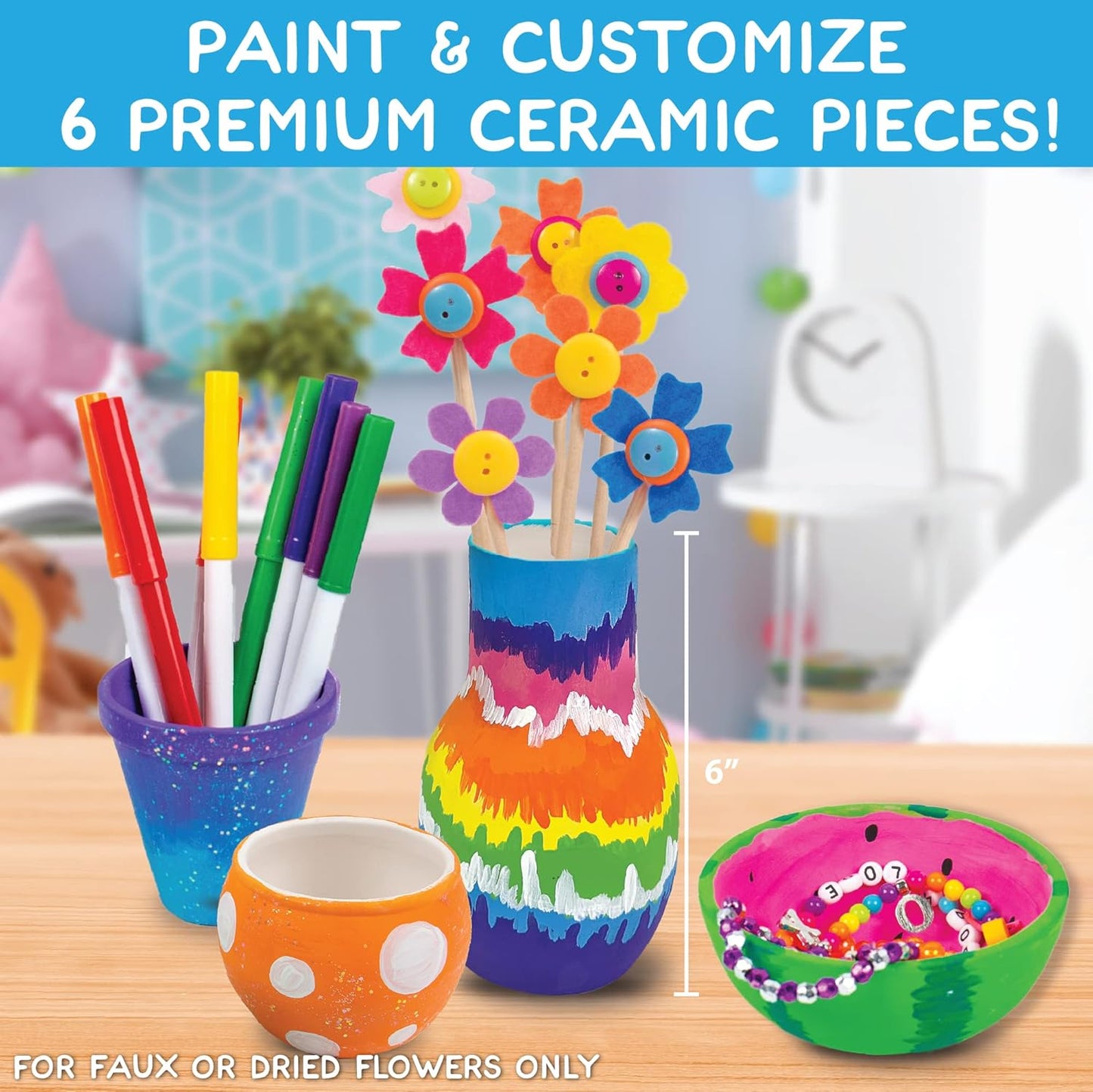 Paint Your Own Ceramic Pottery, Fun Ceramic Painting Kit for Kids, Paint Your Own Ceramic Pottery Dish, Flower Pot, Vase & Bowl, Great Staycation Activity for Kids