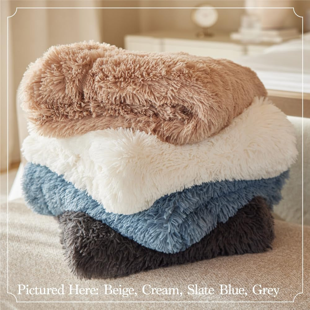 Soft Fluffy Warm Shag - Sherpa Throw Blanket, Luxury Thick Fuzzy Blankets, Washable Accent Throws