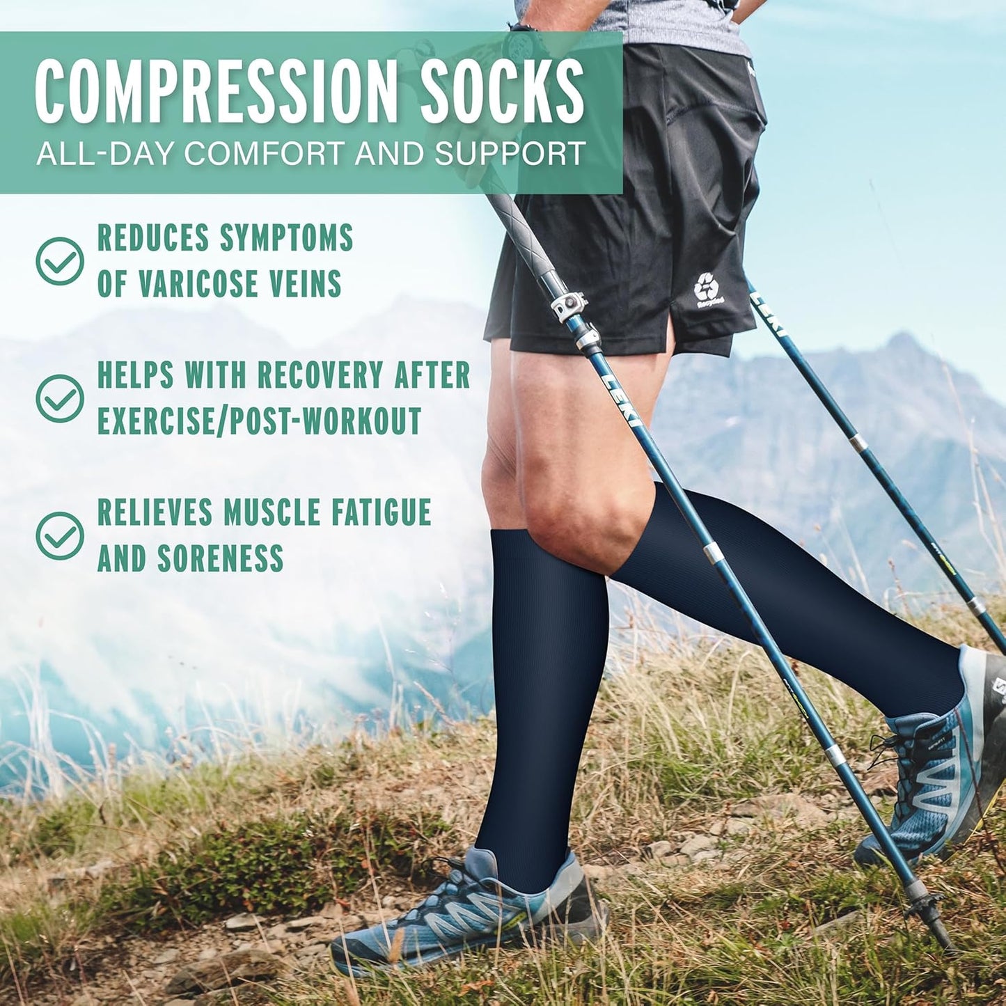 Compression Socks for Men and Women - 15-20 mmHg Support for Nurses, Running, Hiking, Recovery, and Travel