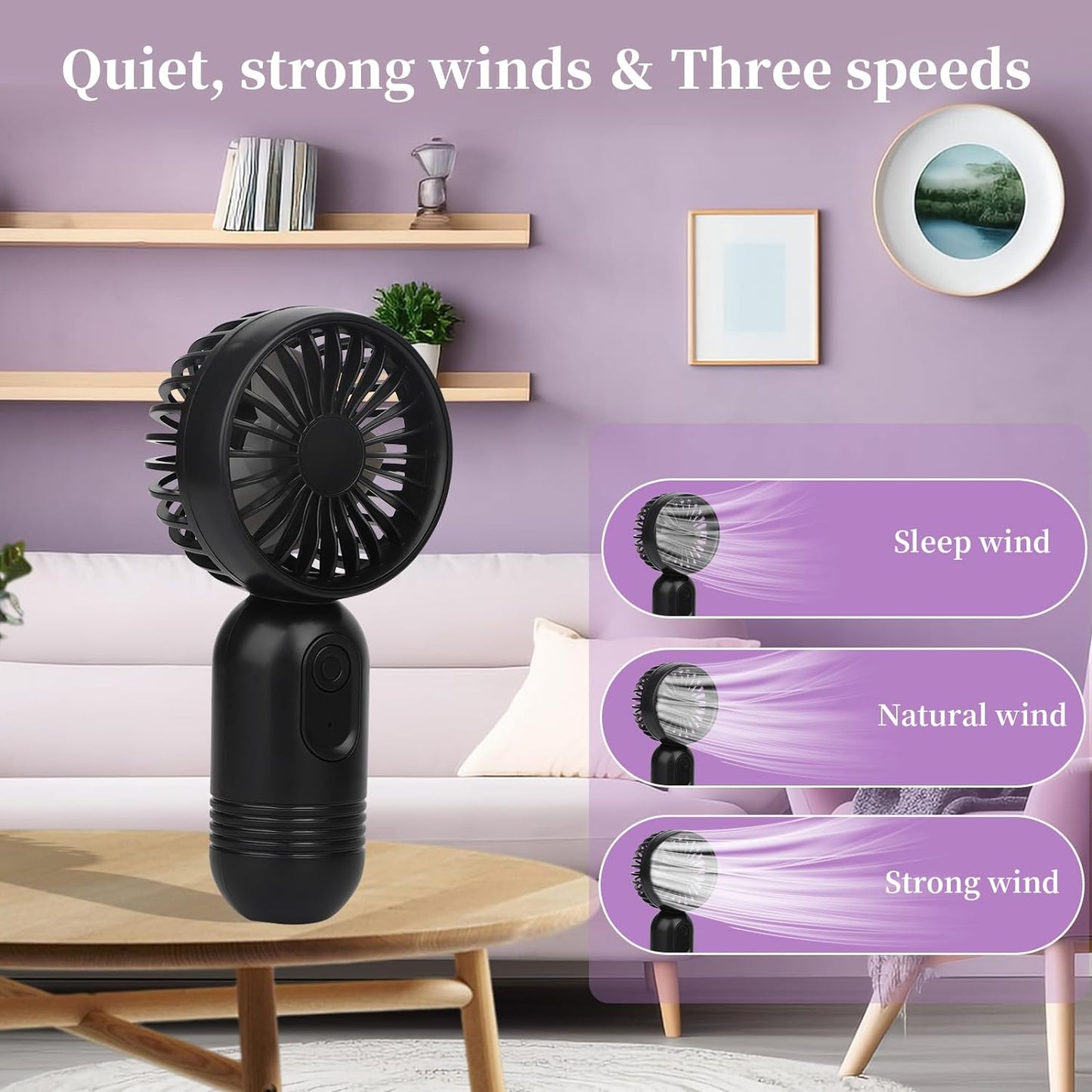 Mini Portable Handheld Fan - 3-Pack USB Rechargeable Personal Fans, Lightweight Battery-Operated Makeup/Pocket Fans with 3 Speed Settings
