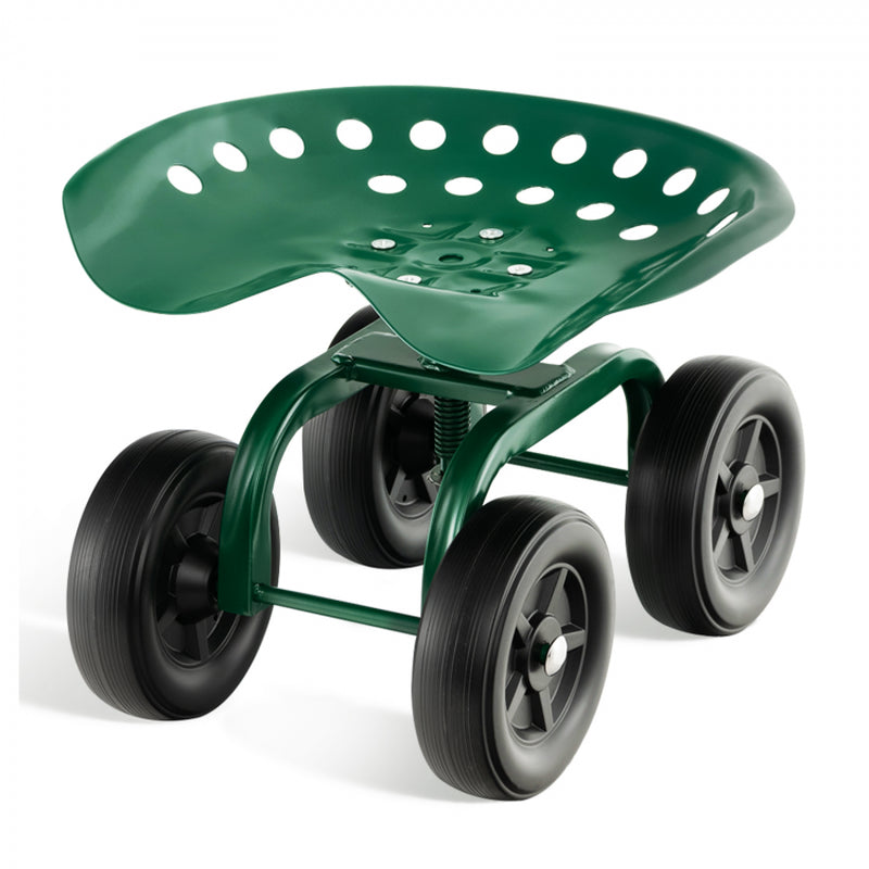 Garden Rolling Work Seat with 360° Swivel and Adjustable Height