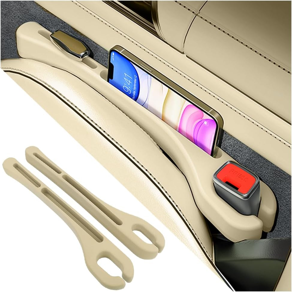 2-Pack Enhanced Car Seat Gap Filler with Phone Holder - Multifunctional Organizer - Universal (Black)