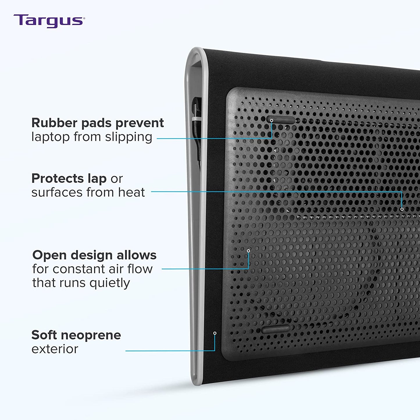 17-Inch Dual-Fan Laptop Cooling Pad - Soft Neoprene Heat Protection Mat with USB-A Connection for Enhanced Heat Dispersion