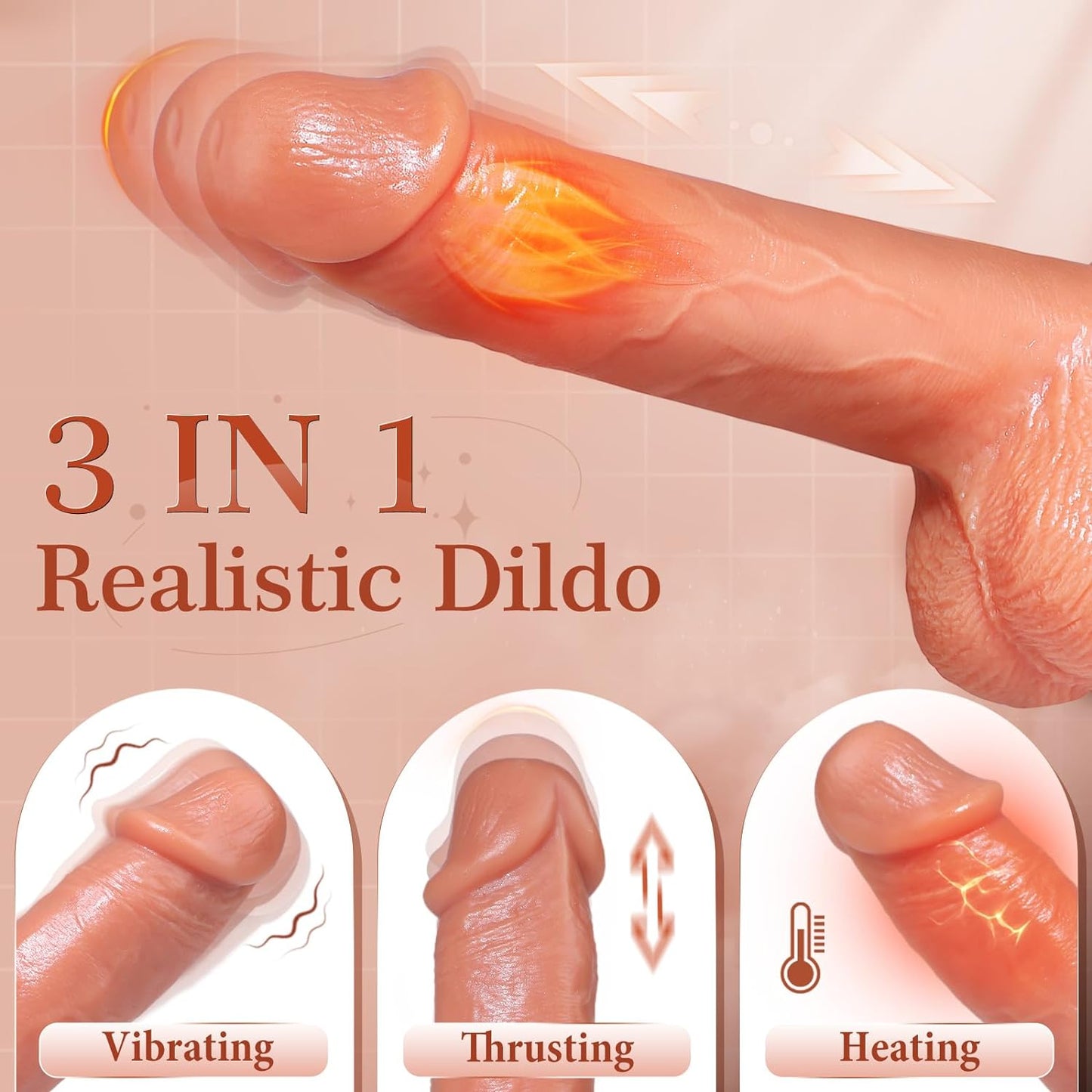 Dildo Thrusting Dildos Realistic Vibrator - Vibrators Adult Sex Toys for Women,Silicone 8 Inch Suction Cup Dildo Fake Penis Anal G-Spot Stimulator and Couple Pleasure with 5 Thrusting & Vibrating Mode