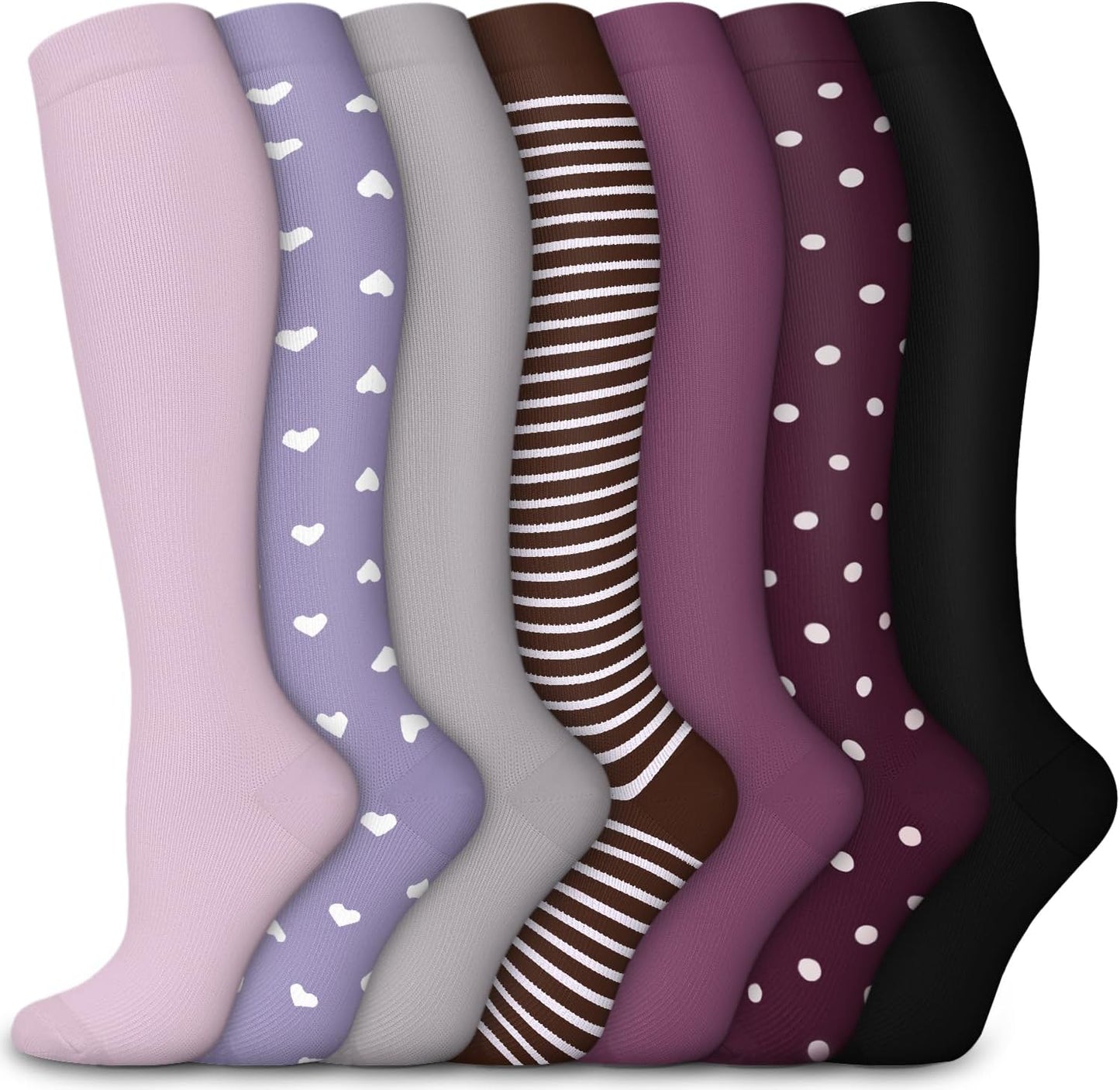 7 Pairs Graduated Copper Compression Socks Women & Men Circulation 20-30 Mmhg-Best for Running,Nurse,Travel,Cycling
