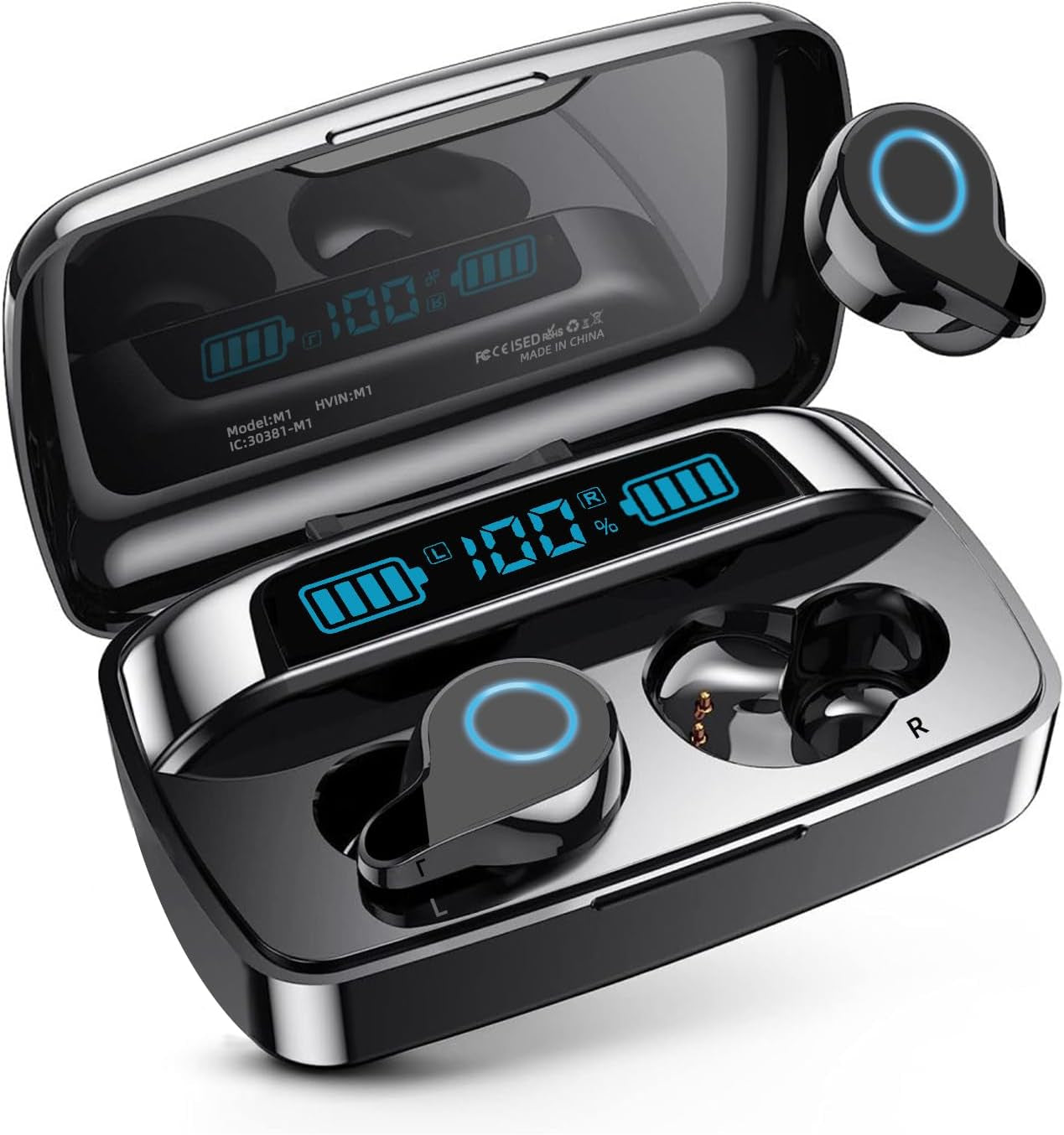 Bluetooth 5.3 Wireless Earbuds with 88 Hrs Playtime and 1800mAh Charging Case, IPX7 Waterproof In-Ear Stereo Headphones with Cell Phone Charging
