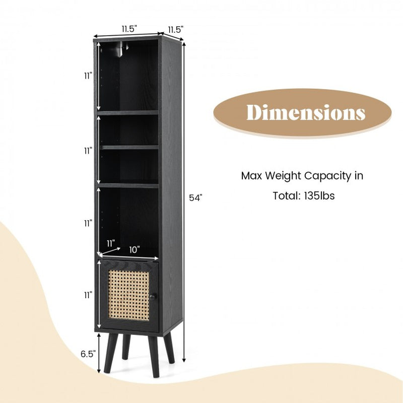 Four-Tier Slim Design Rattan Storage Cabinet