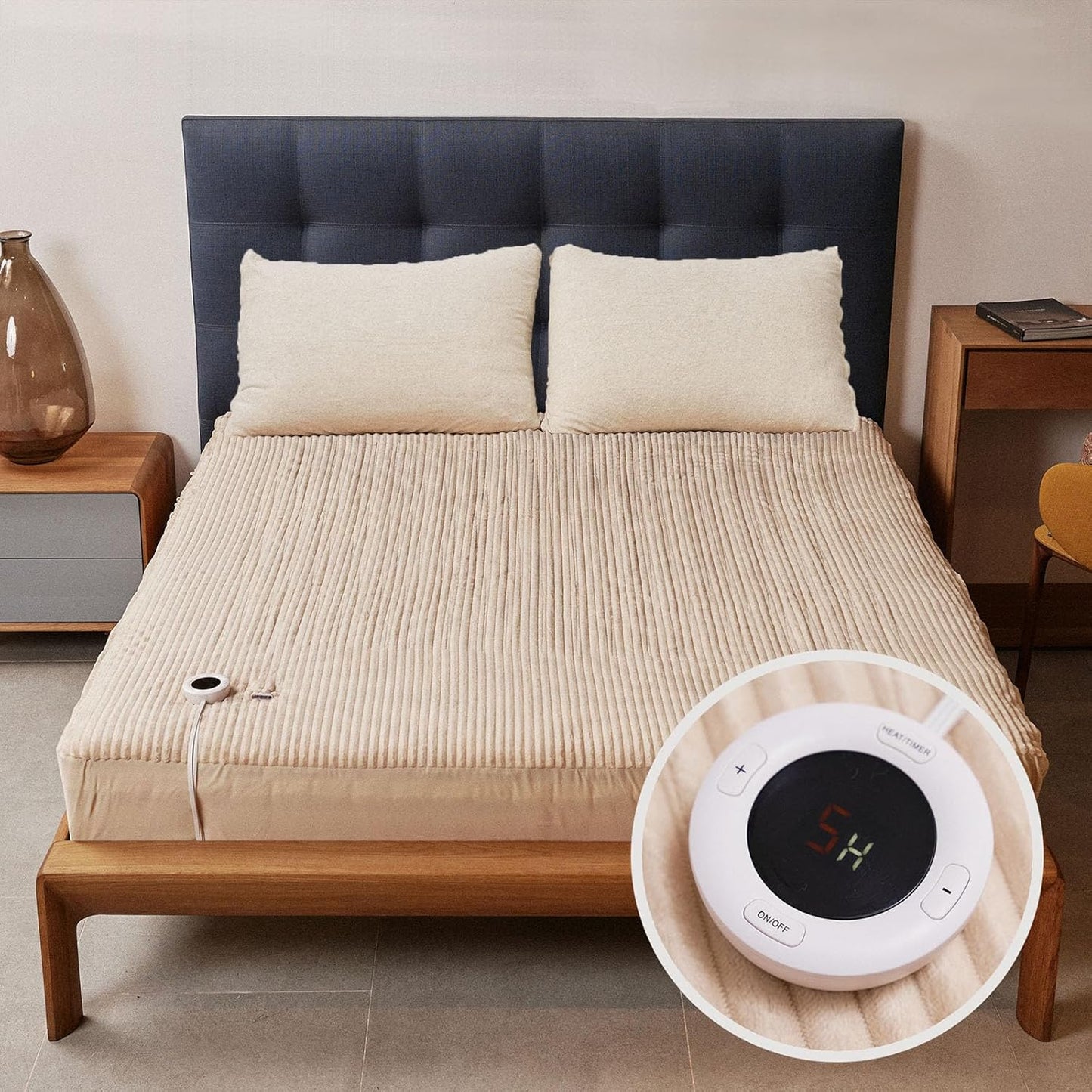 King Size Heated Mattress Pad with Dual Control - Electric Pad 78"x80"+15" with 6 Heat Settings, Adjustable 1-10 Hour Auto-Off, ETL Certified, Fast Heating, Overheat Protection, Machine Washable