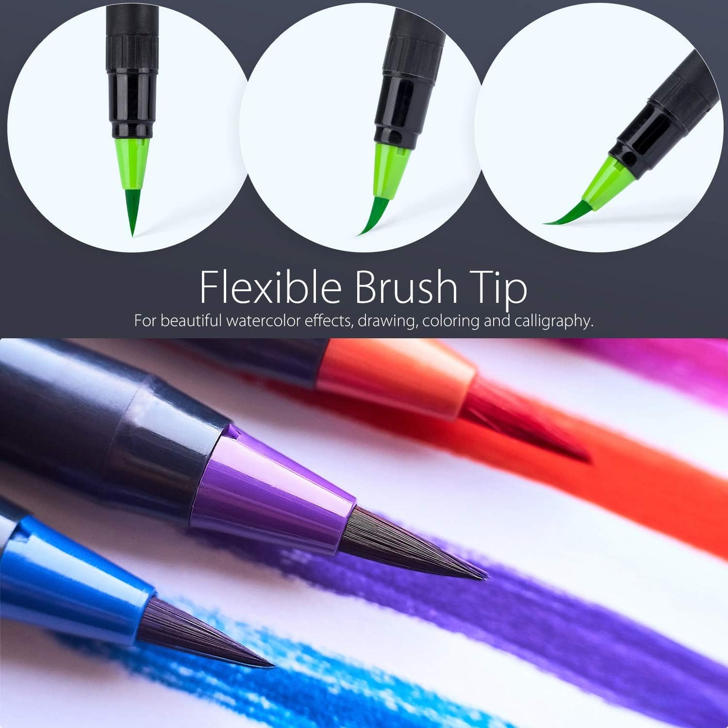 Professional Watercolor Brush Pens Set-24 Vibrant Watercolor Brush for Adult Coloring, Manga, Comic, Calligraphy Art