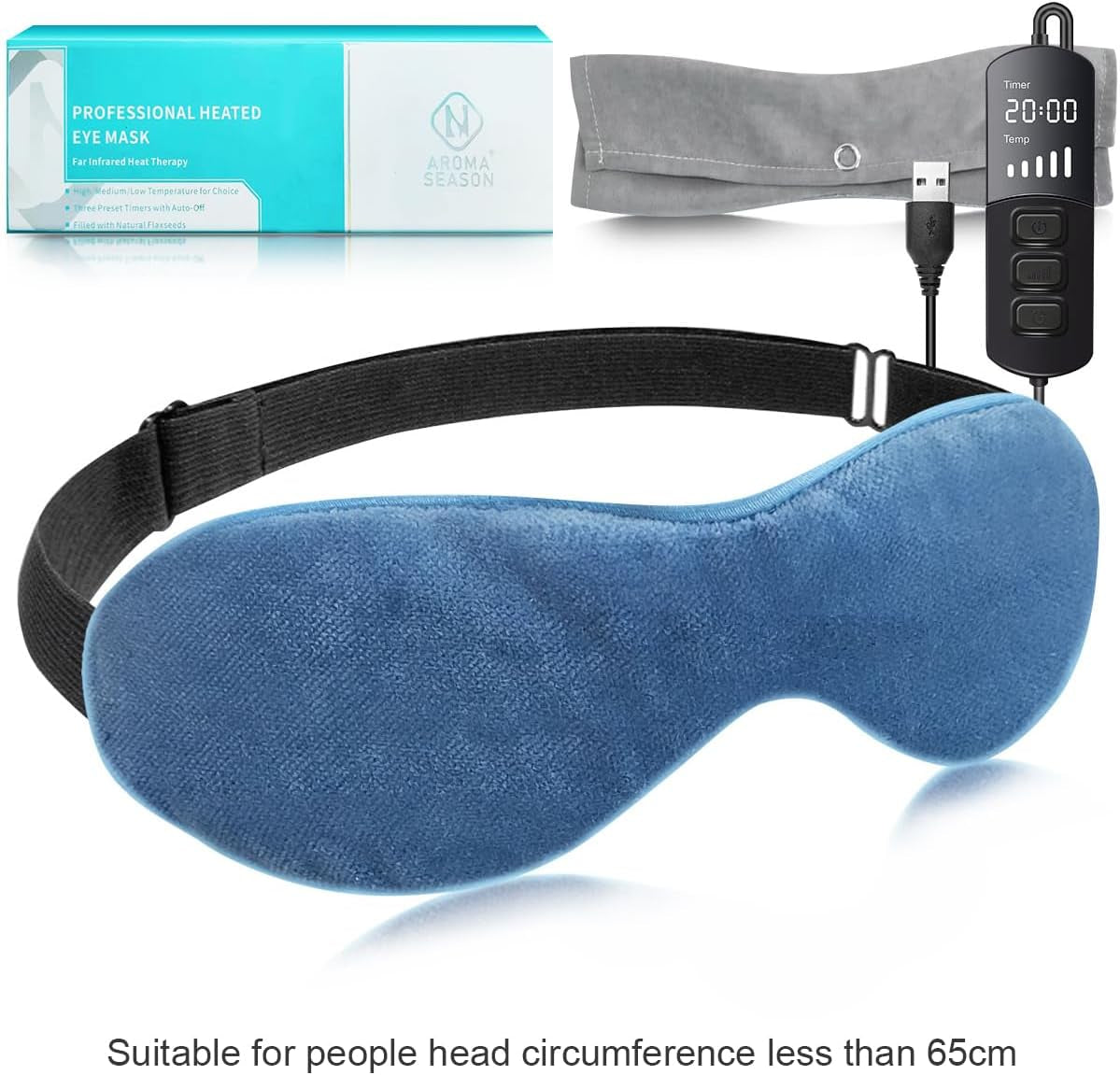 Heated Flaxseed Eye Mask - Warm Compress for Dry Eye Relief, Gland Unclogging, and Treatment of MGD, Styes, and Blepharitis (Blue)