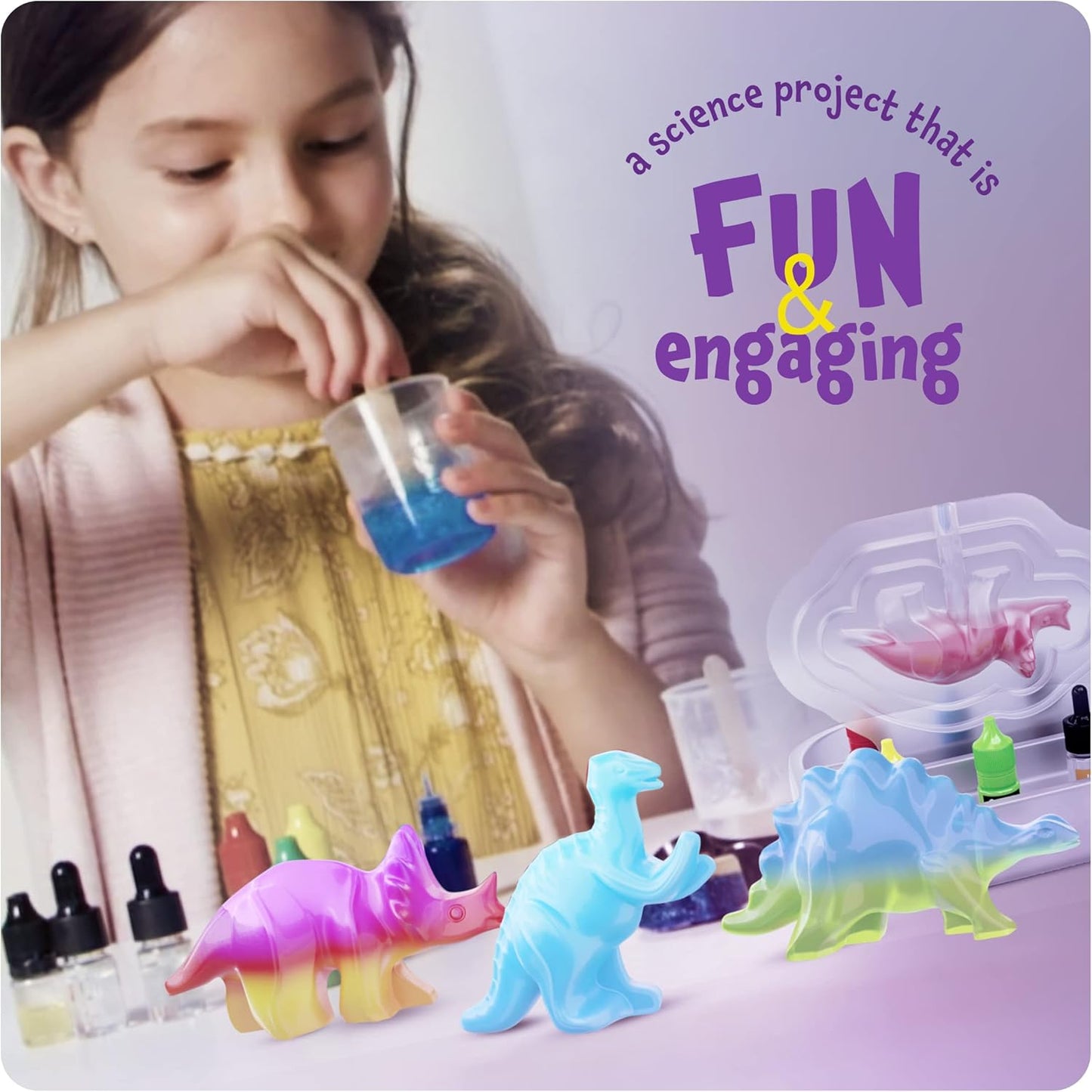 Dino Soap Making Kit for Kids - Dinosaur Science Kits for Kids All Ages - STEM DIY Activity Craft Kits - Crafts Gift for Girls and Boys