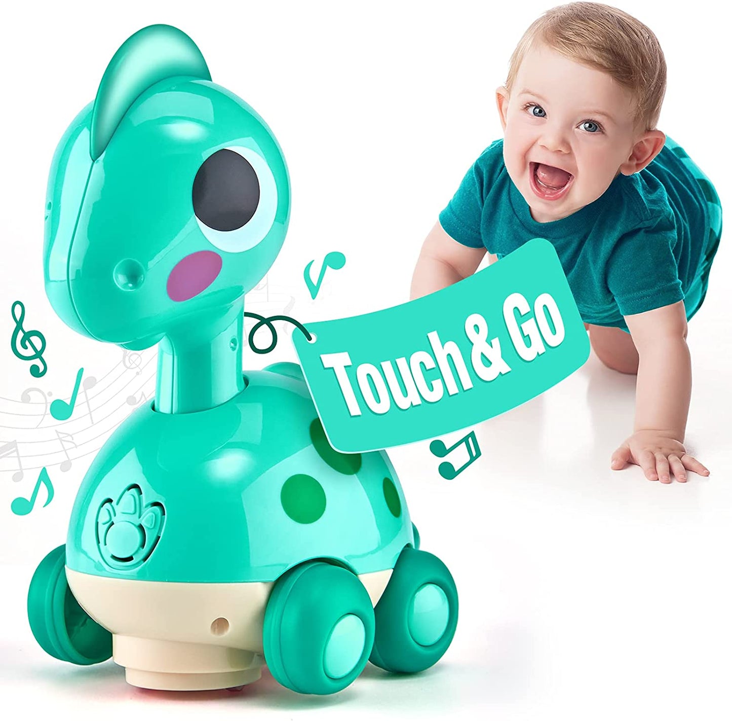 Musical Dinosaur Crawling Toy - Infants 12-18 Months - Engaging Touch - Aged 1-2+