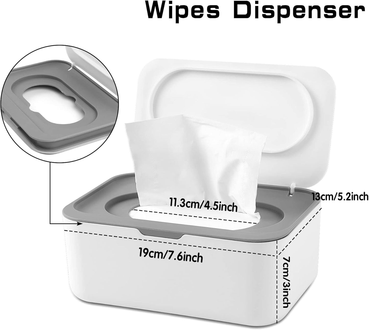 3-Pack Baby Wipes Dispenser with Lids, Refillable Sealing Design Wipes Holder for Bathroom Tissues