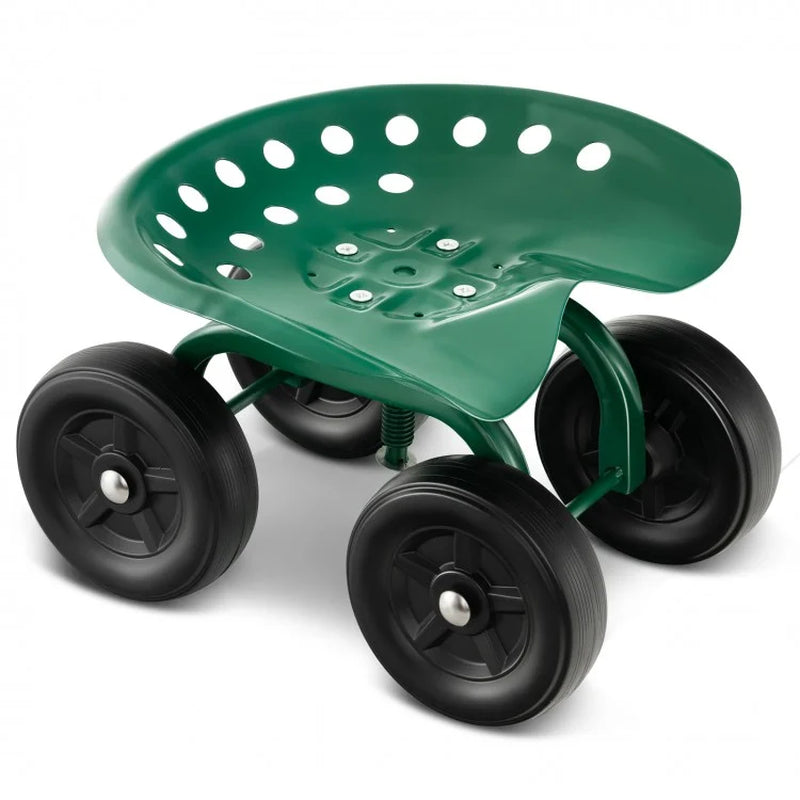 Garden Rolling Work Seat with 360° Swivel and Adjustable Height