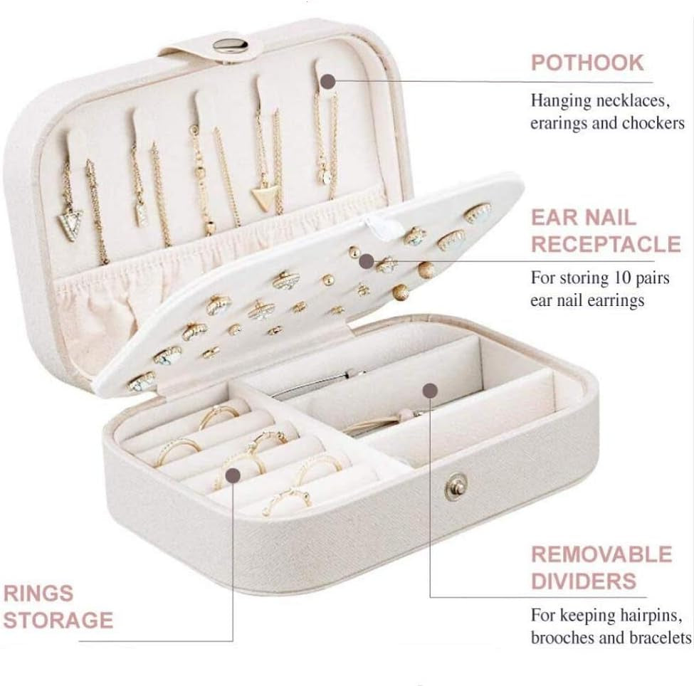 Double Layer Travel Jewelry Organizer - Elegant PU Leather Case for Rings, Earrings, Necklaces, and Bracelets