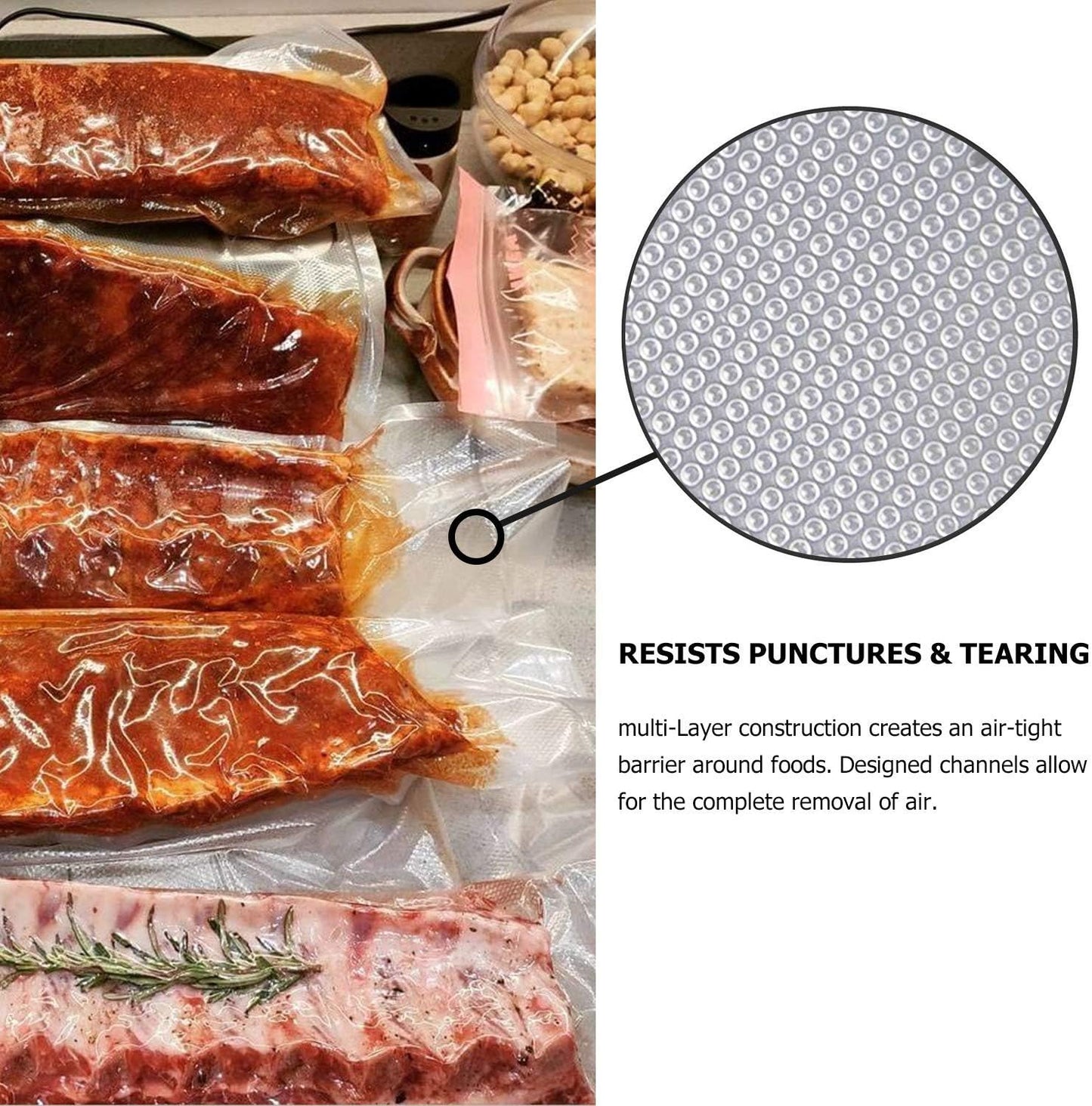 Commercial Grade Vacuum Sealer Bags for Food Storage - 2 Pack, 11 Inch x 50 FT, BPA Free, Ideal for Sous Vide and Food Preservation