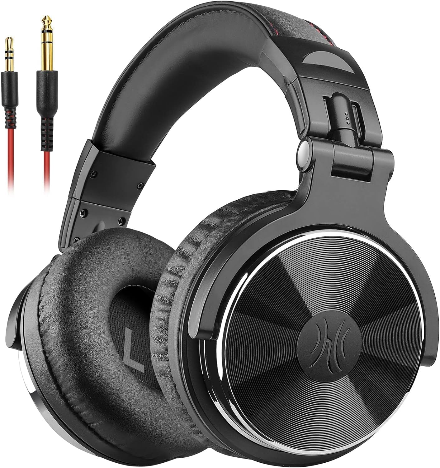 Over-Ear Wired Headphones - 50mm Neodymium Drivers, In-Line Microphone, and Dual 3.5mm/6.35mm Connectors