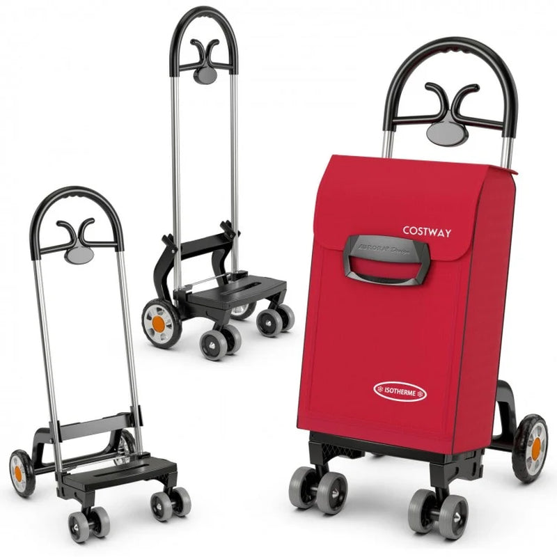 Folding Utility Shopping Cart with Swivel Rolling Wheels