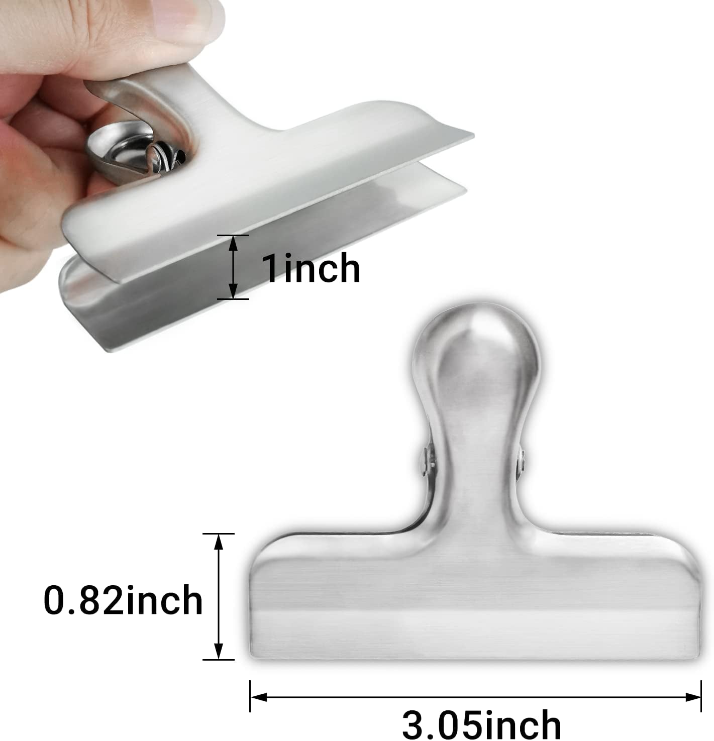 Stainless Steel Heavy-Duty Bag Clips - 6 Pack Food Storage Clips with Air-Tight Seal for Snacks and Chips