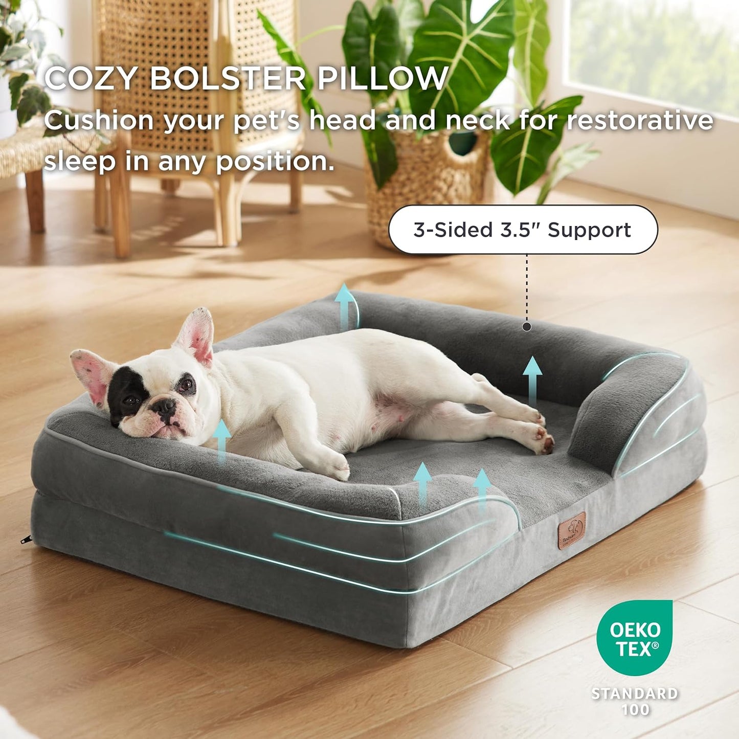 Orthopedic Dog Bed - Waterproof Foam Sofa, Removable Washable Cover, Nonskid Bottom, 28x23x7 Inch