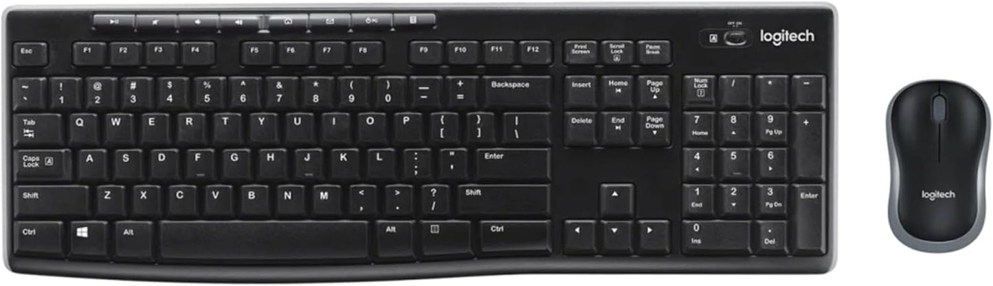 Wireless Keyboard and Mouse Combo for Windows, 2.4 Ghz Wireless, Compact Mouse, 8 Multimedia and Shortcut Keys, 2-Year Battery Life, for PC, Laptop