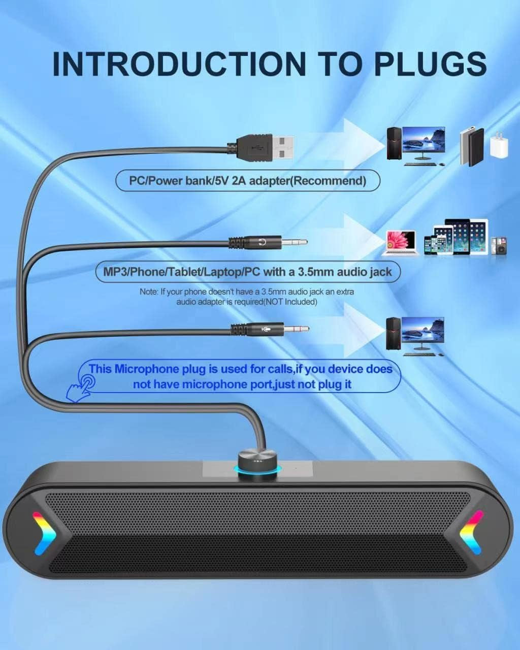 Wired USB-Powered Computer Speakers with 10W Clear Sound for Gaming and Desktop Use