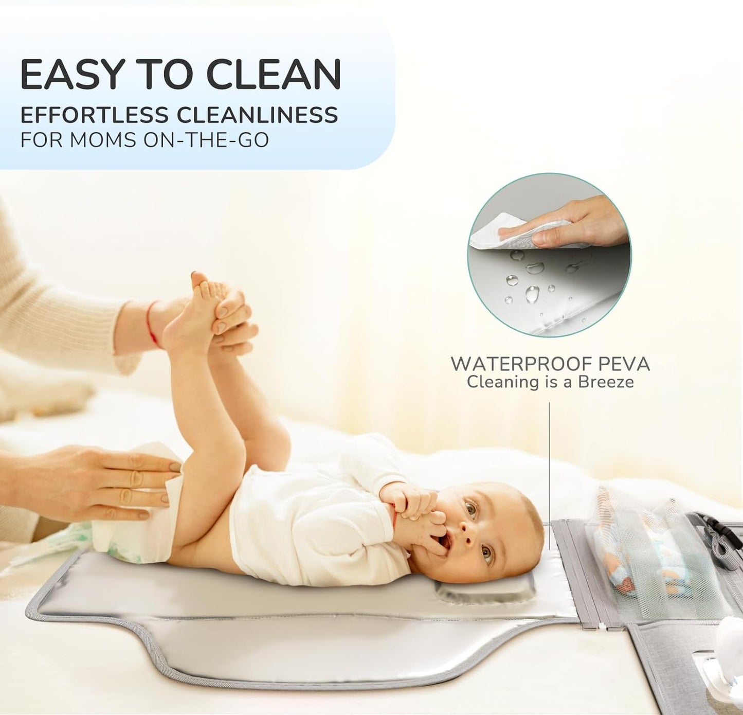 Portable Diaper Changing Pad - Baby, Detachable Travel Changing Pad, Baby Wipes Pocket