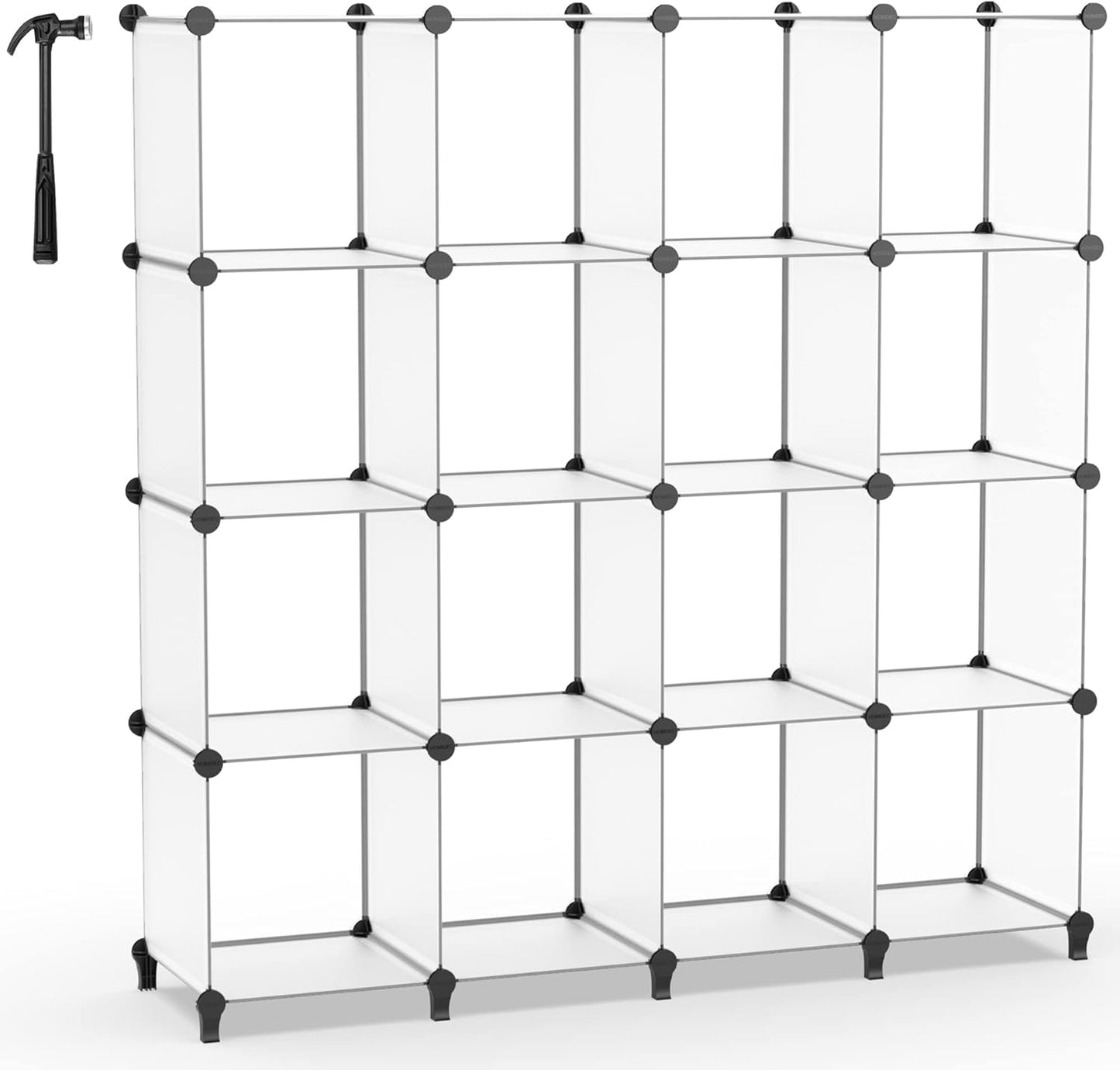 6-Cube Closet Organizer and Storage Shelf with Metal Hammer, Versatile Cabinet for Bedroom, Kitchen, and Closet, Black