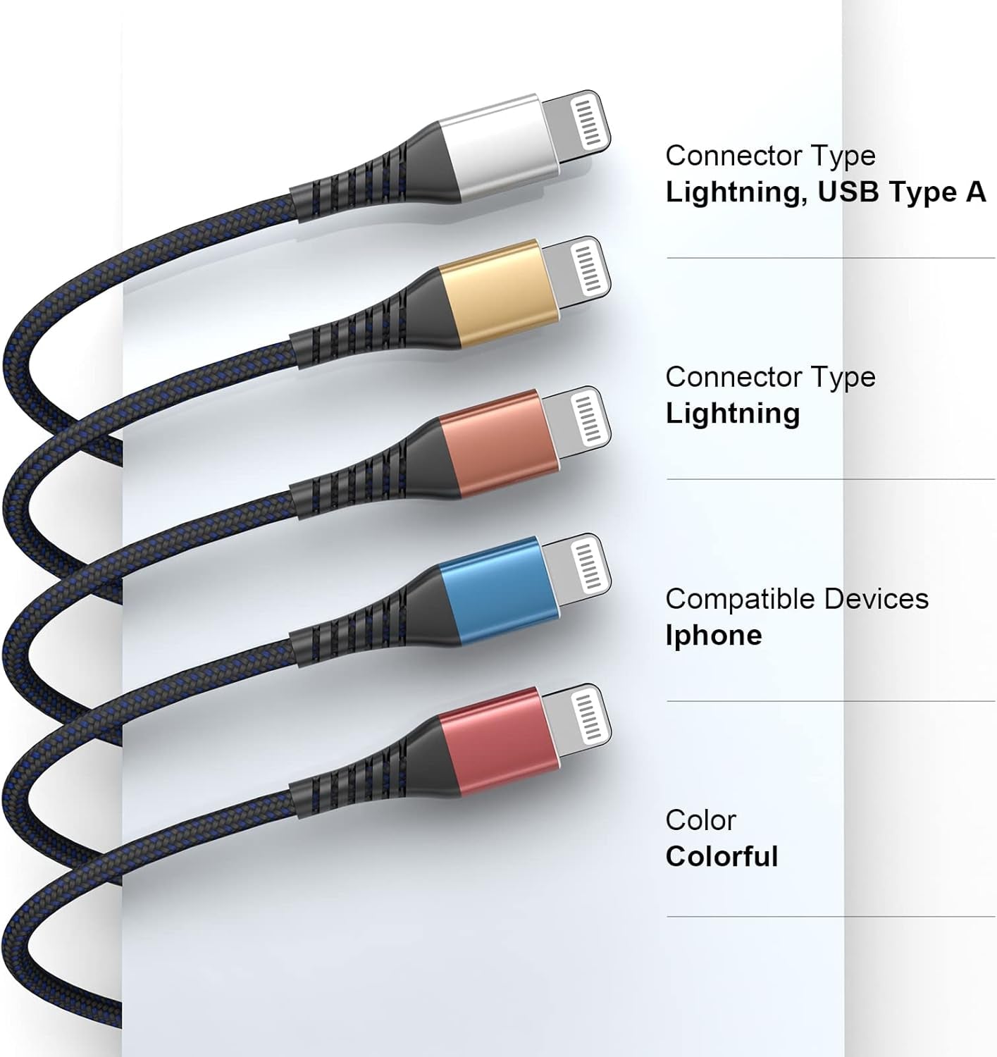 Apple MFi Certified 2-Pack Lightning Charging Cables for iPhone and iPad (1ft, Brown) - Fast Charging Compatible with iPhone, iPad Mini/Air