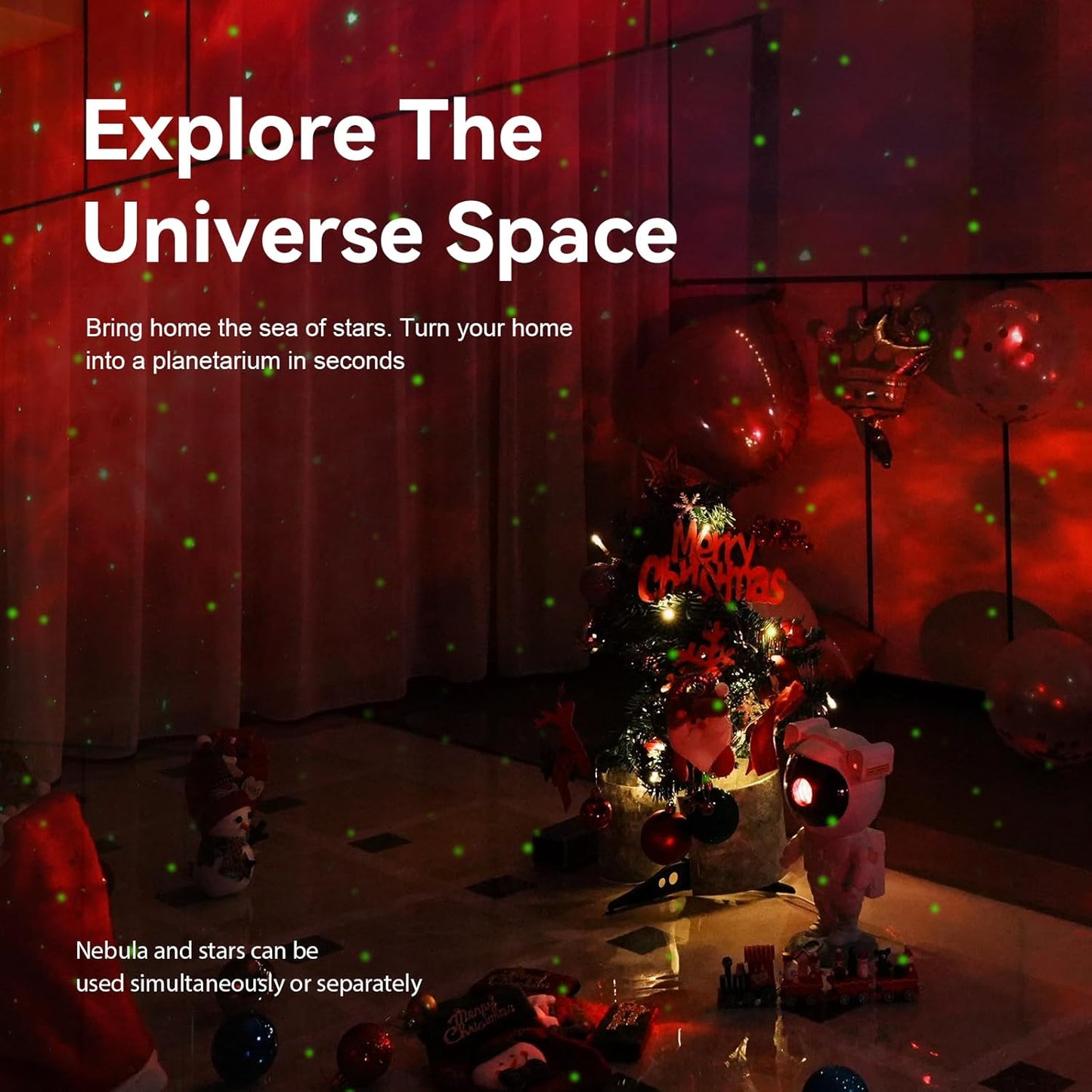 Astronaut Star Projector Night Light - Galaxy Nebula Ceiling Projection Lamp with Timer and 360° Adjustable Design for Kids and Adults Room Decor