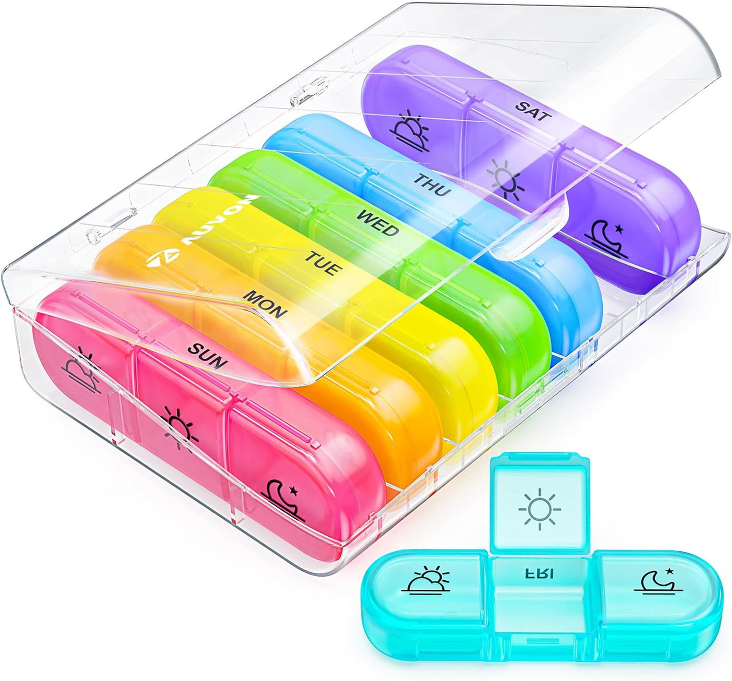 Weekly Pill Organizer with Three Daily Compartments - Portable 7-Day Medication Case with Spacious Individual Sections for Vitamins, Fish Oil, and Supplements