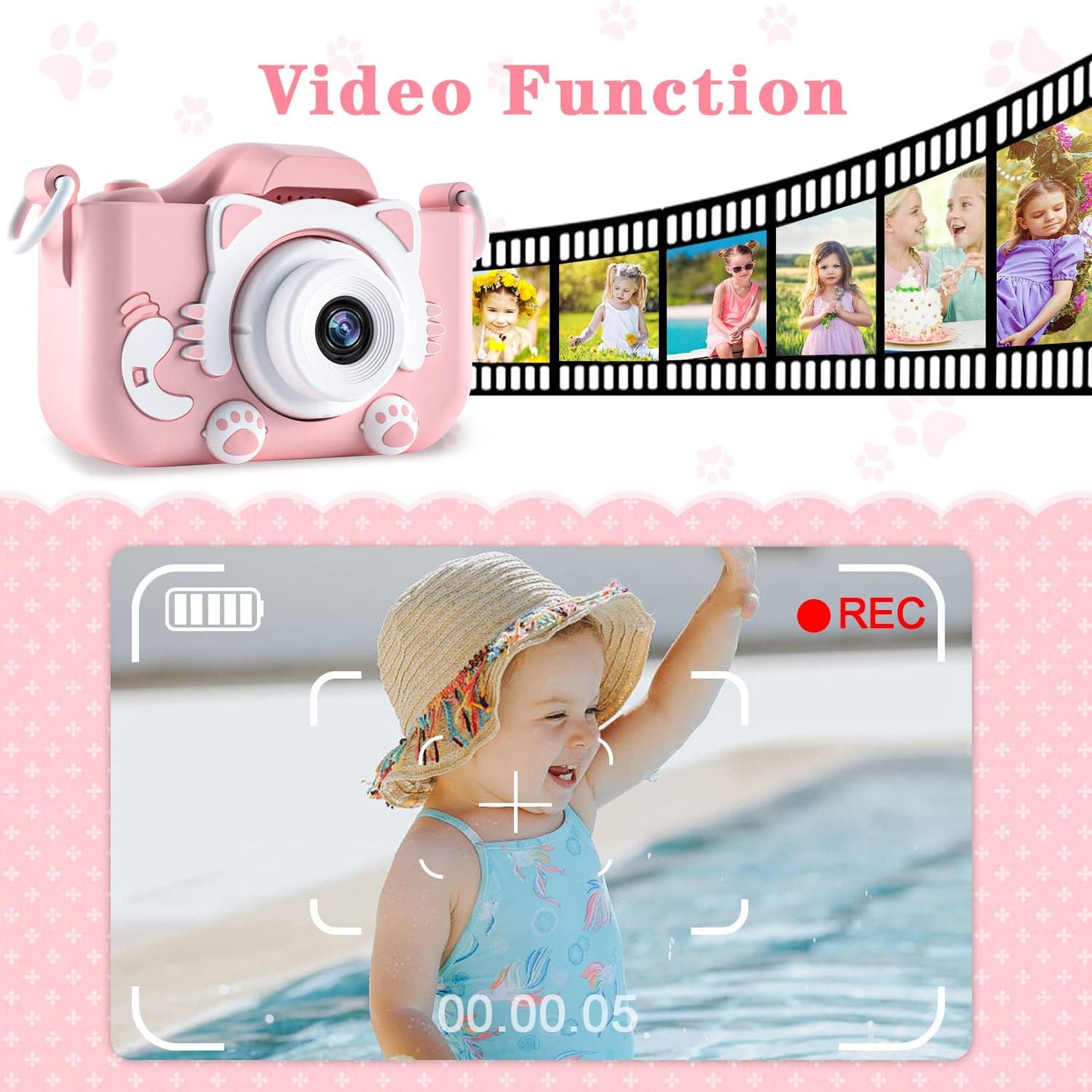 Children's Digital Camera - Video Functionality Ages 3+, Includes 32GB TF Card
