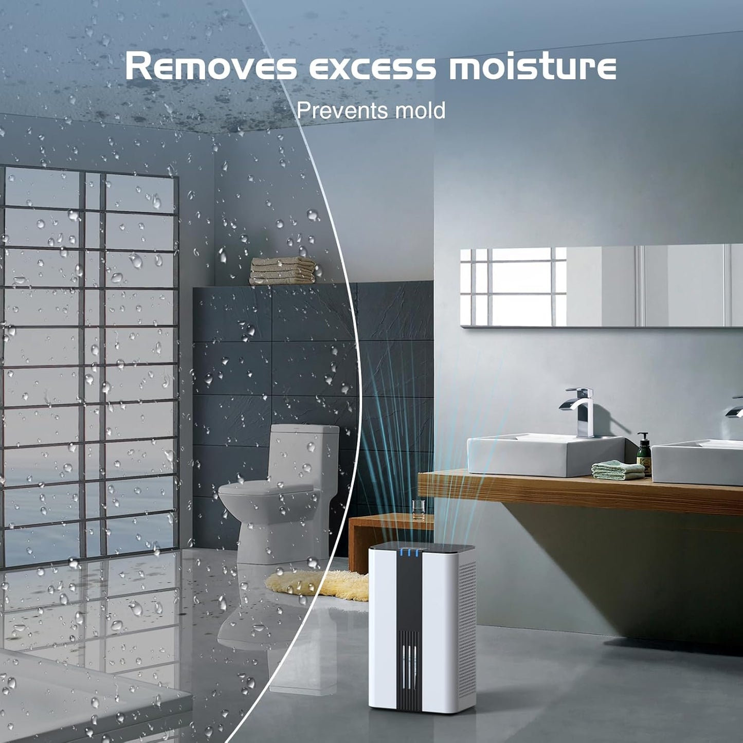 Home Dehumidifier for Spaces up to 850 Sq. Ft, 85 OZ Water Tank, Dual Operating Modes with Auto Shut Off, 7-Color LED Light