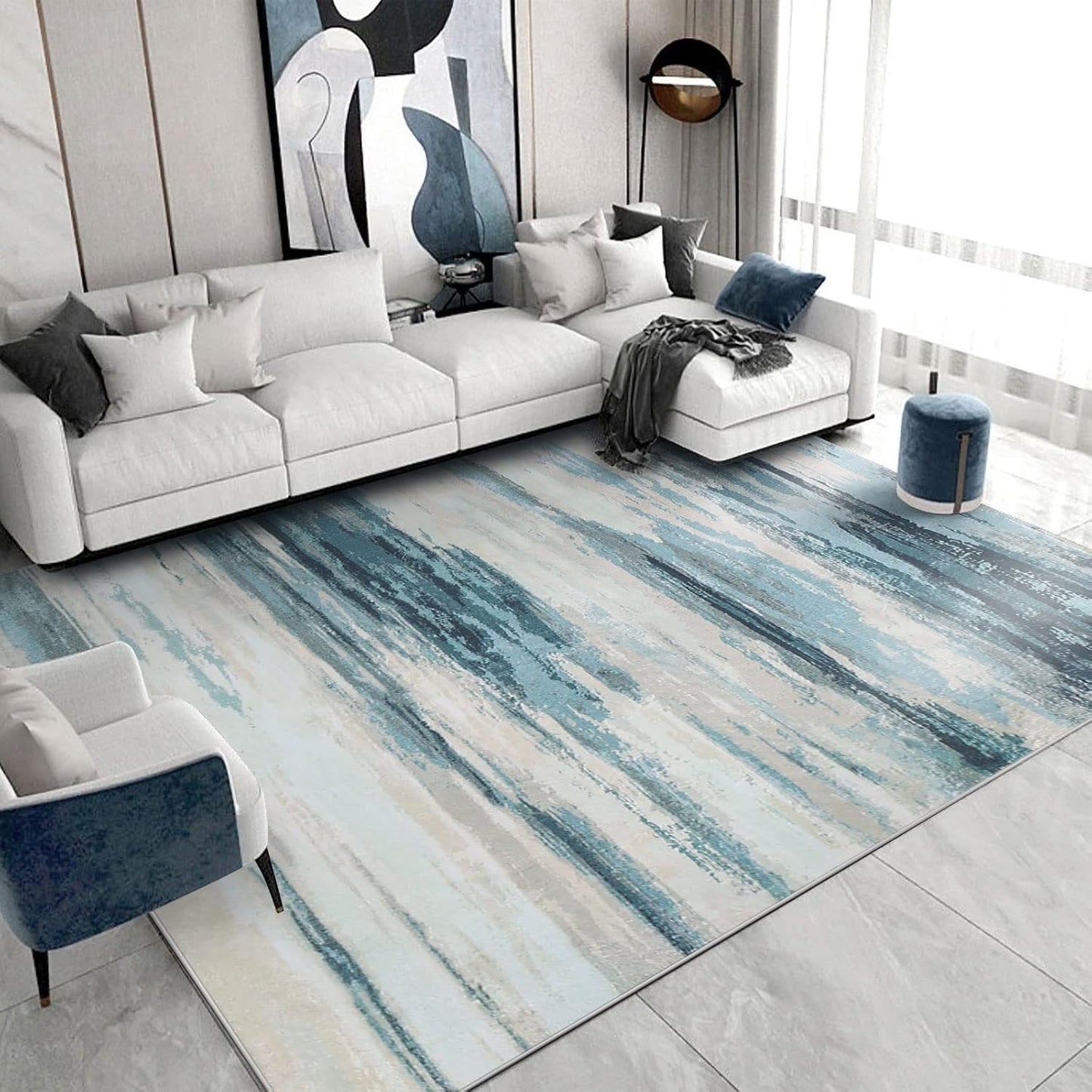 Modern Soft Abstract Area Rug for Living Room, Bedroom, Kitchen, and Dining Room - Medium Pile Carpet Floor Mat