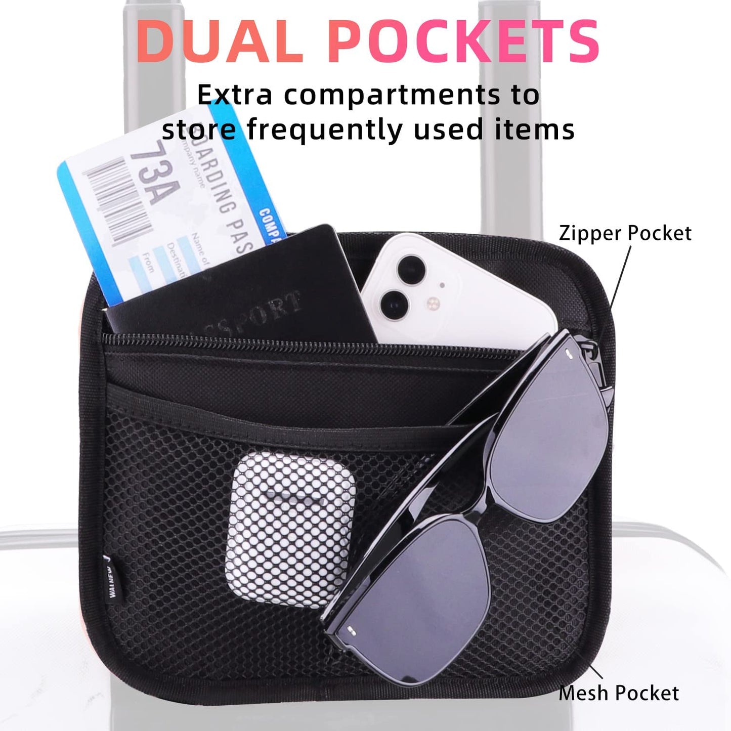 Luggage Travel Cup Holders for Roll-On Suitcase Handles - Beverage Carrier for Coffee Mugs and Drinks