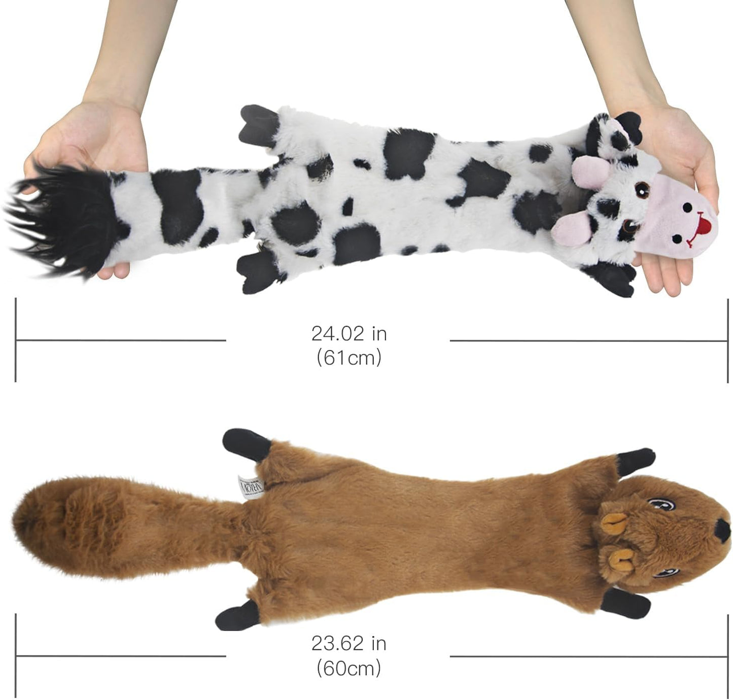5-Pack Dog Squeaky Toys - Crinkle Plush Chew Toys - Medium, Large Dogs, No Stuffing, Multi-Colored