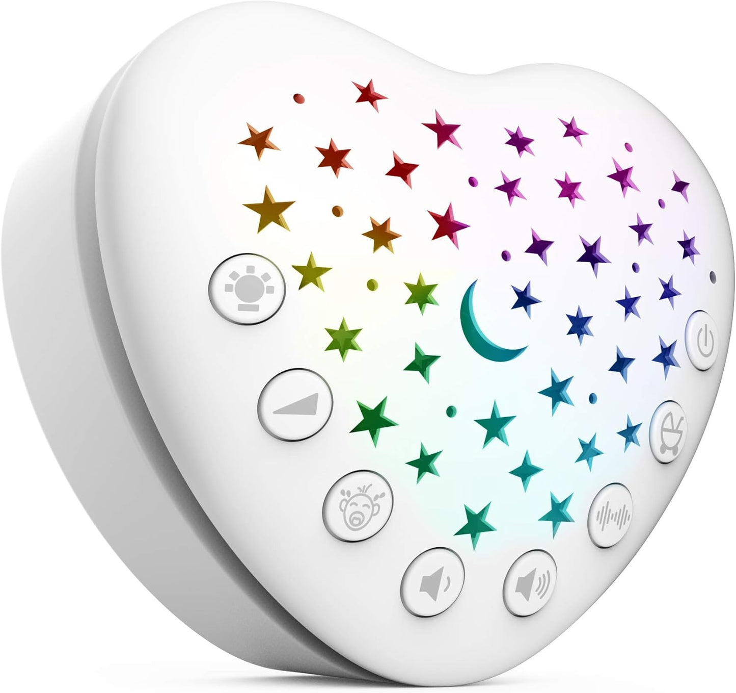 White Noise Machine Baby Sleep Soother - 15 Soothing Sounds, Projector Night Light, Cry Sensor, Rechargeable Battery, Portable Attachment