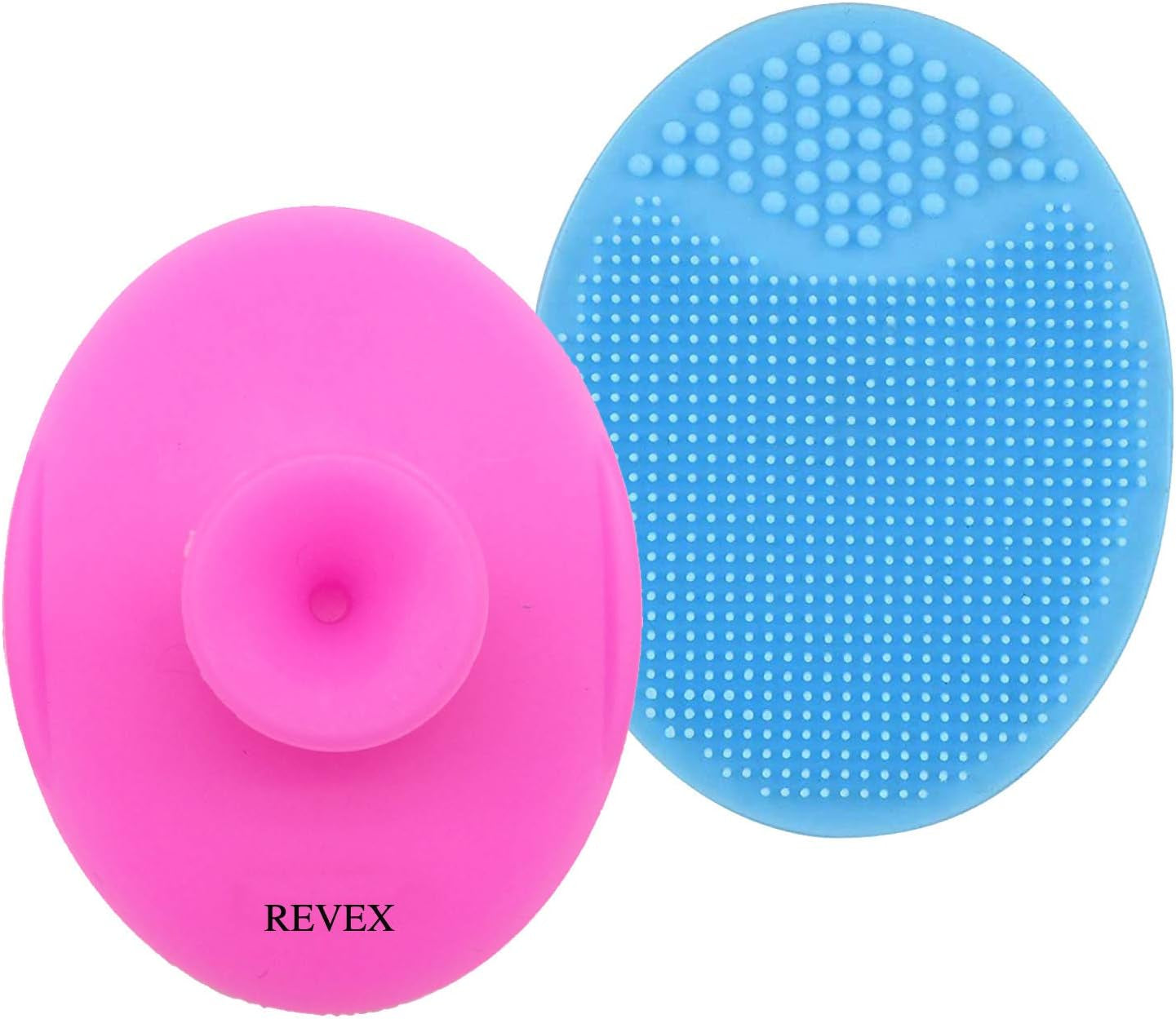 Silicone Facial Cleansing Brush - Soft Exfoliating Scrubber for All Skin Types (Blue & Red)