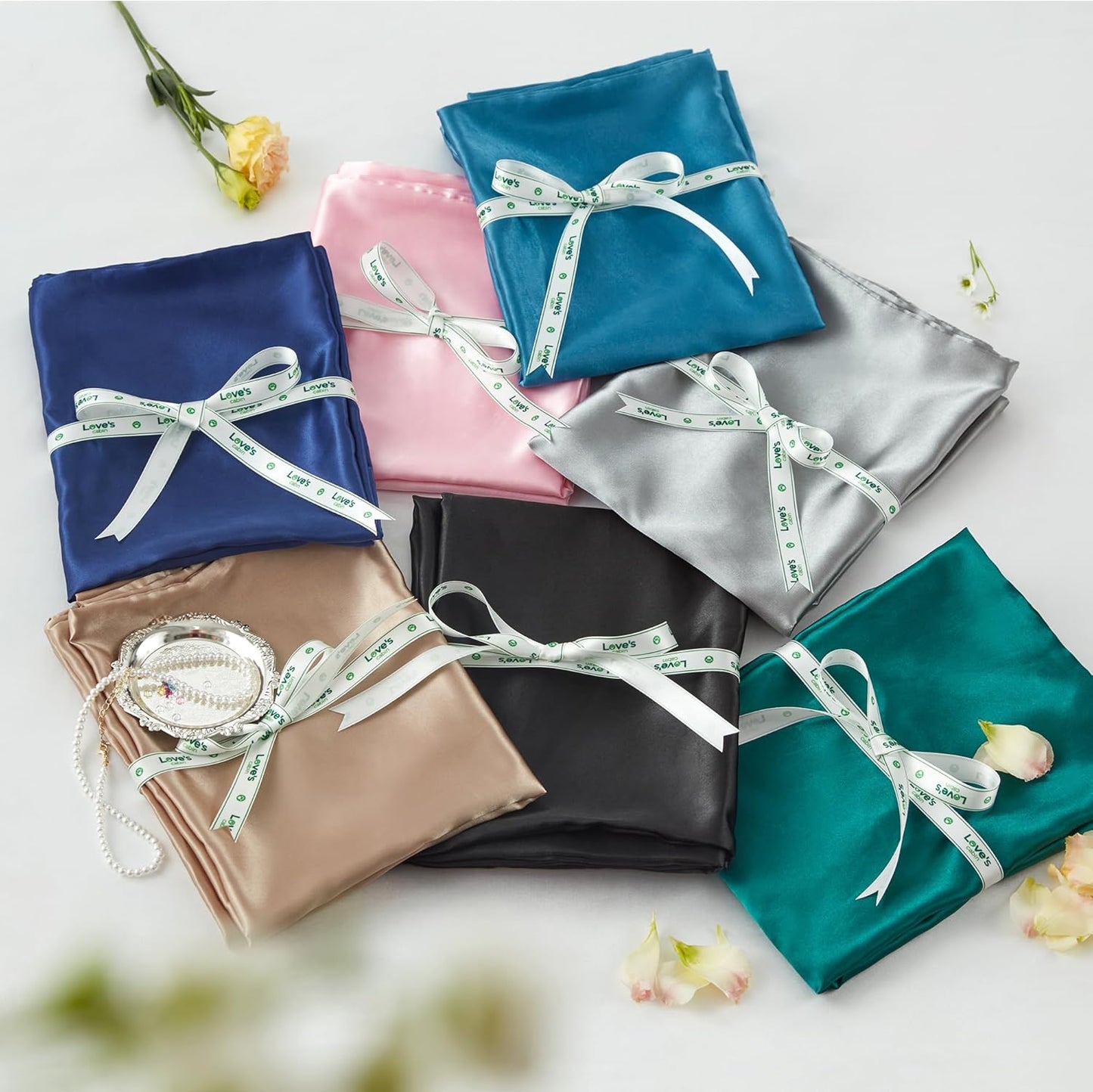 Satin Pillowcase Set for Hair and Skin Care (Dark Gray, 20x30 Inches) - Queen Size, Set of 2, Cooling Satin Covers with Envelope Closure
