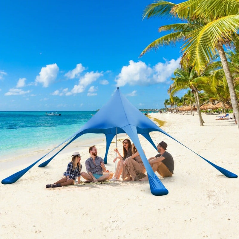 20' x 20' Beach Canopy Tent with UPF 50+ Sun Protection and Included Shovel