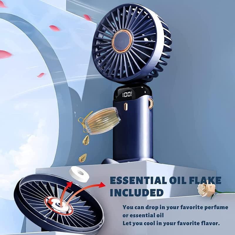Rechargeable Portable Handheld Fan with 5000mAh Battery, 5 Speed Settings, LED Display - Ideal for Office, Bedroom