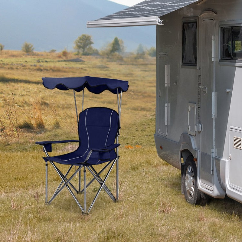 Portable Folding Beach Canopy Chair with Integrated Cup Holders