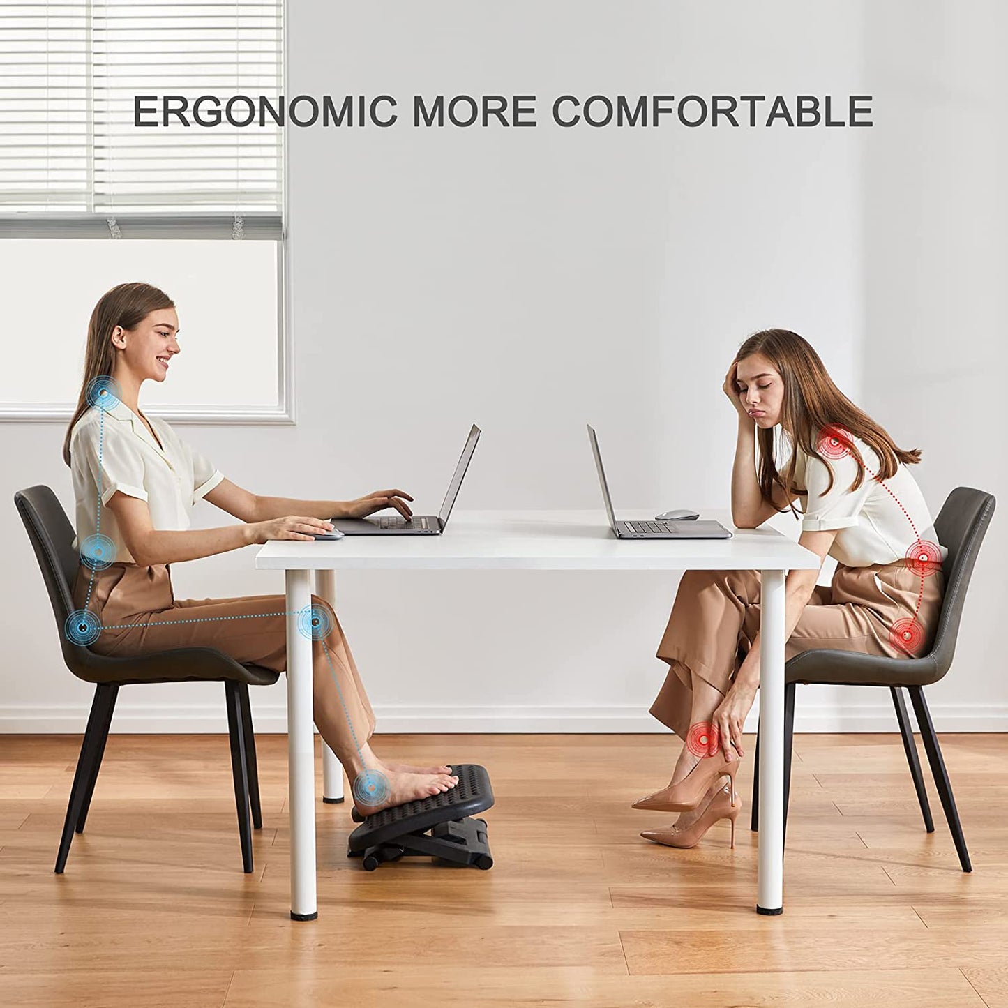 Ergonomic Adjustable Footrest for Desk Use - Three Height Settings and 30-Degree Tilt Angle