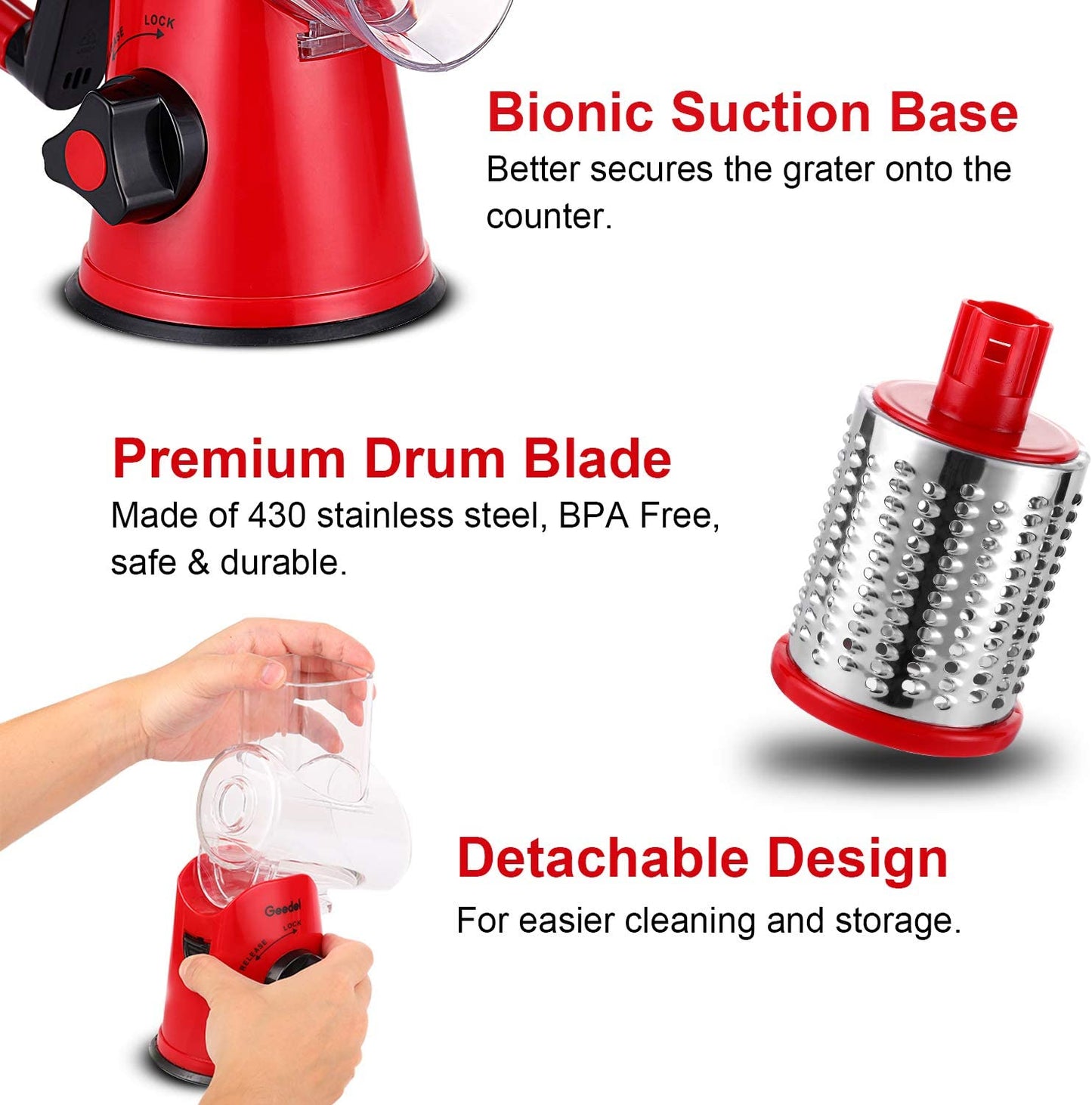 Rotary Mandoline Vegetable Slicer and Cheese Grater with Interchangeable Blades for Effortless Food Preparation