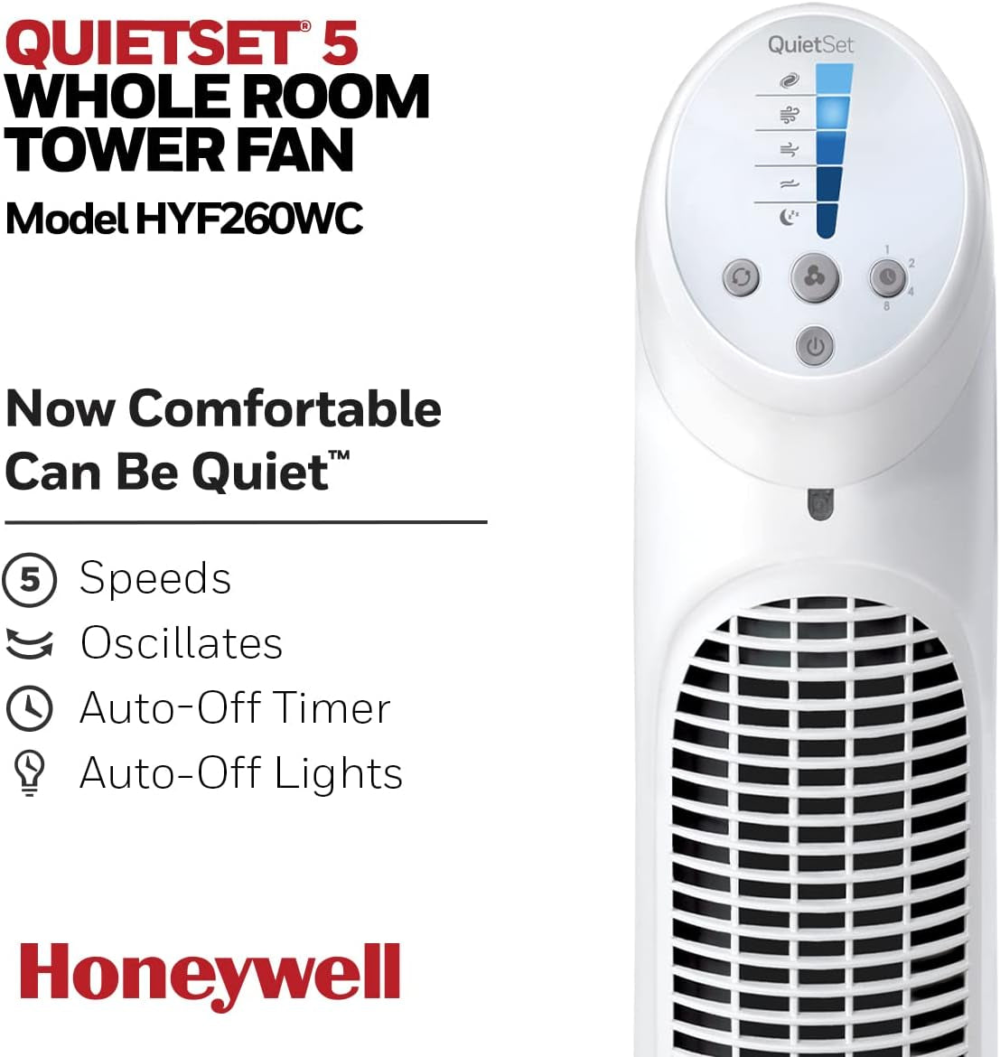 40-Inch Tower Fan with 75° Oscillation, Remote Control, 5 Speed Settings, Auto Shut-Off, and Slim Design for Home, Bedroom, and Office - White