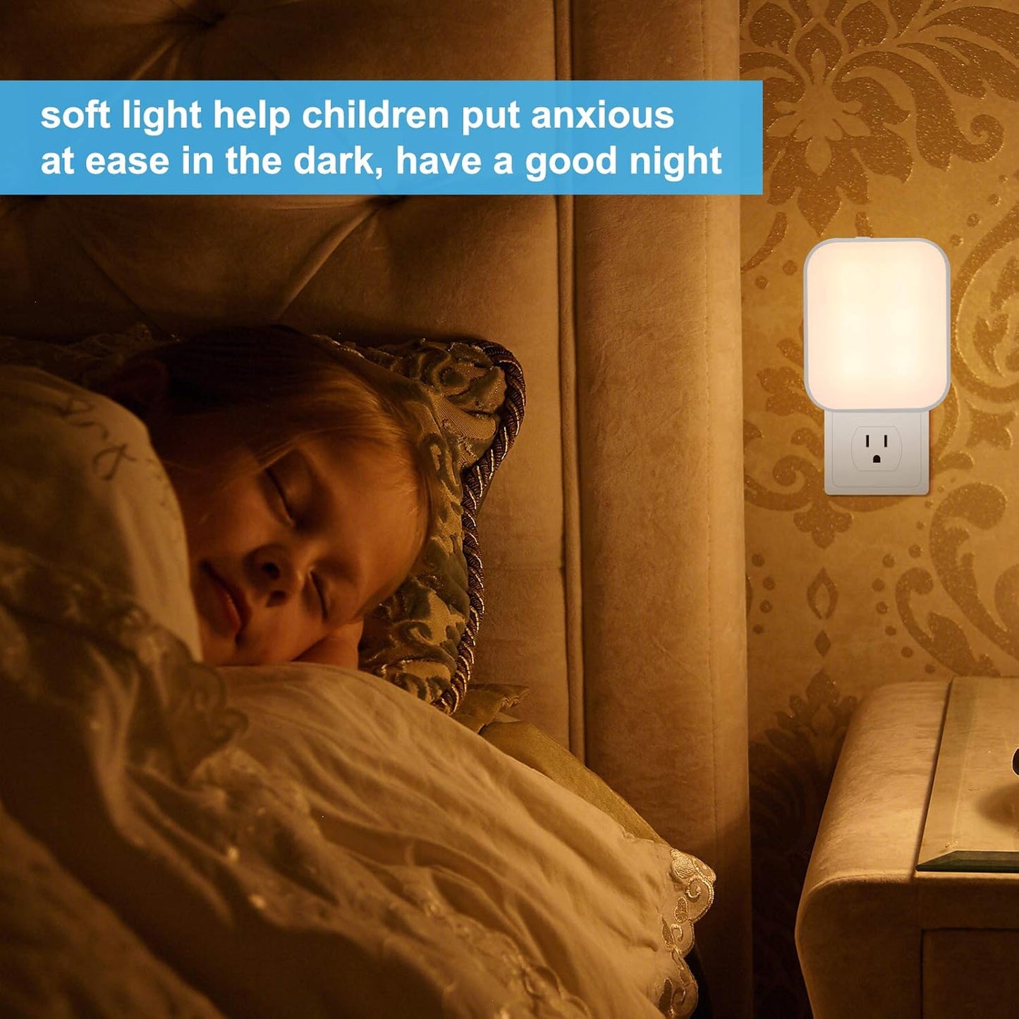 ETL Certified Plug-In LED Night Light Set, 4-Pack with Adjustable Soft and Cool White Lighting, Dusk to Dawn Sensor for Bedroom, Bathroom, Stairway, and Hallways