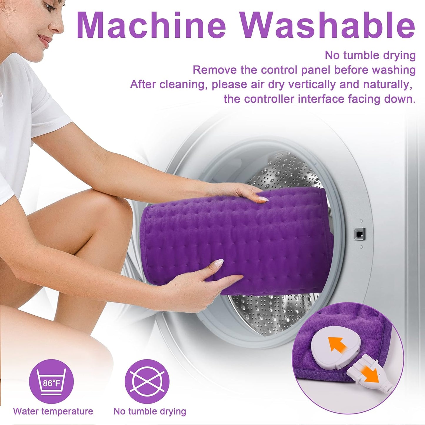 Electric Heating Pad with Moist and Dry Heat Options, Adjustable Temperature and Timer Settings