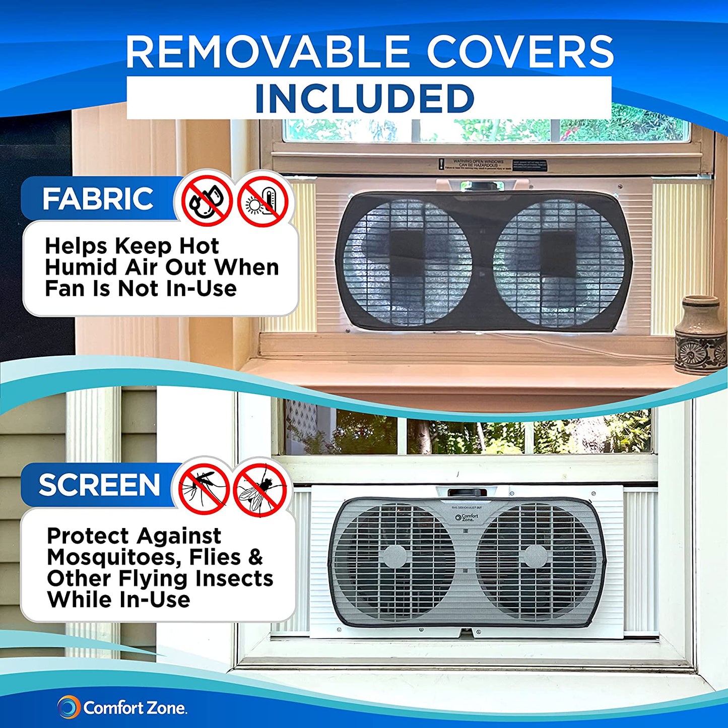Twin Window Fan with Quiet Operation and Reversible Airflow Control, 9-Inch, 3-Speed Settings, Expandable, Dual Exhaust Fans, 9.84 Ft/Sec Airflow Rate